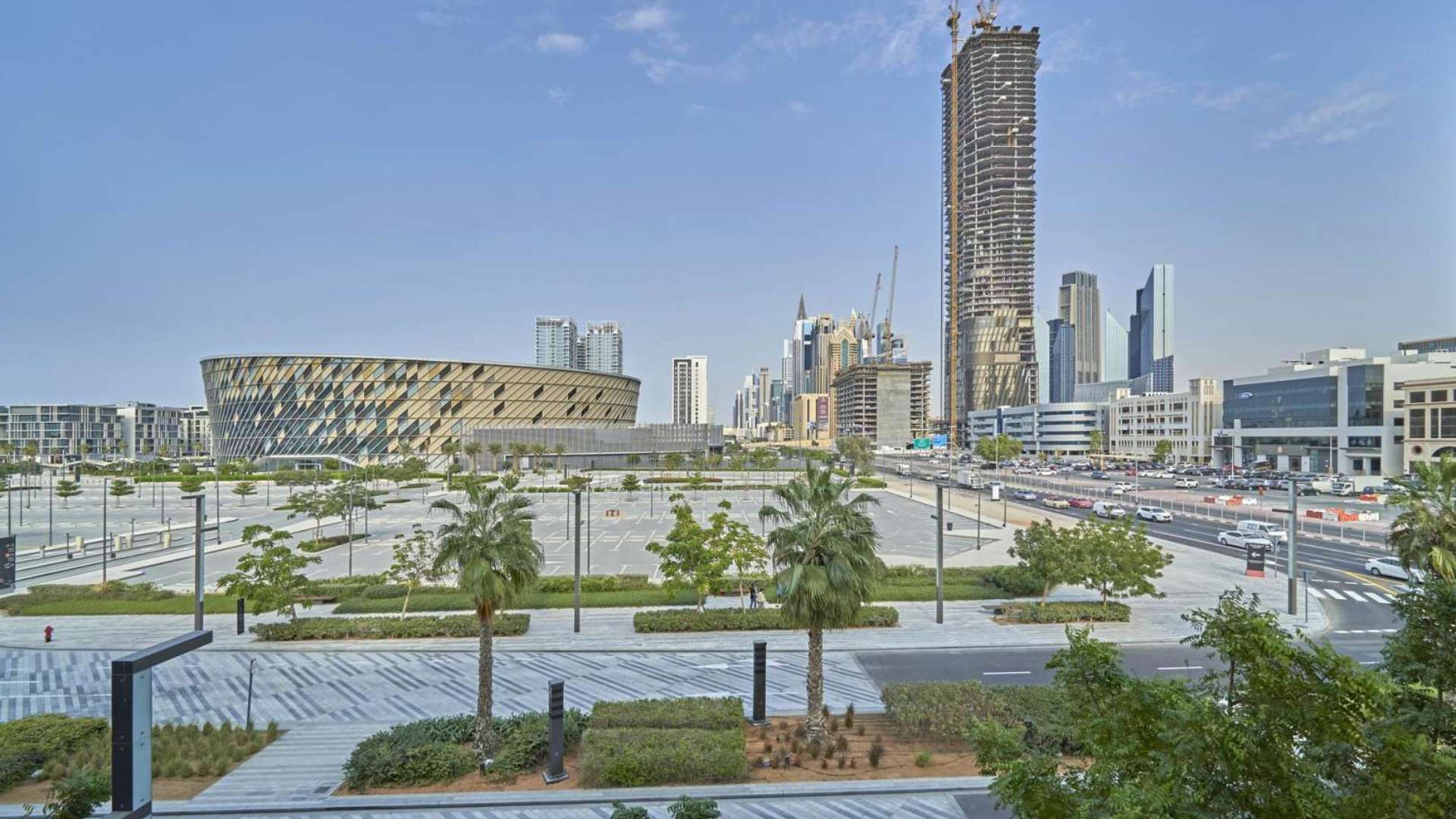 Modern bathroom with glass shower in City Walk apartment, Building 13B, for sale