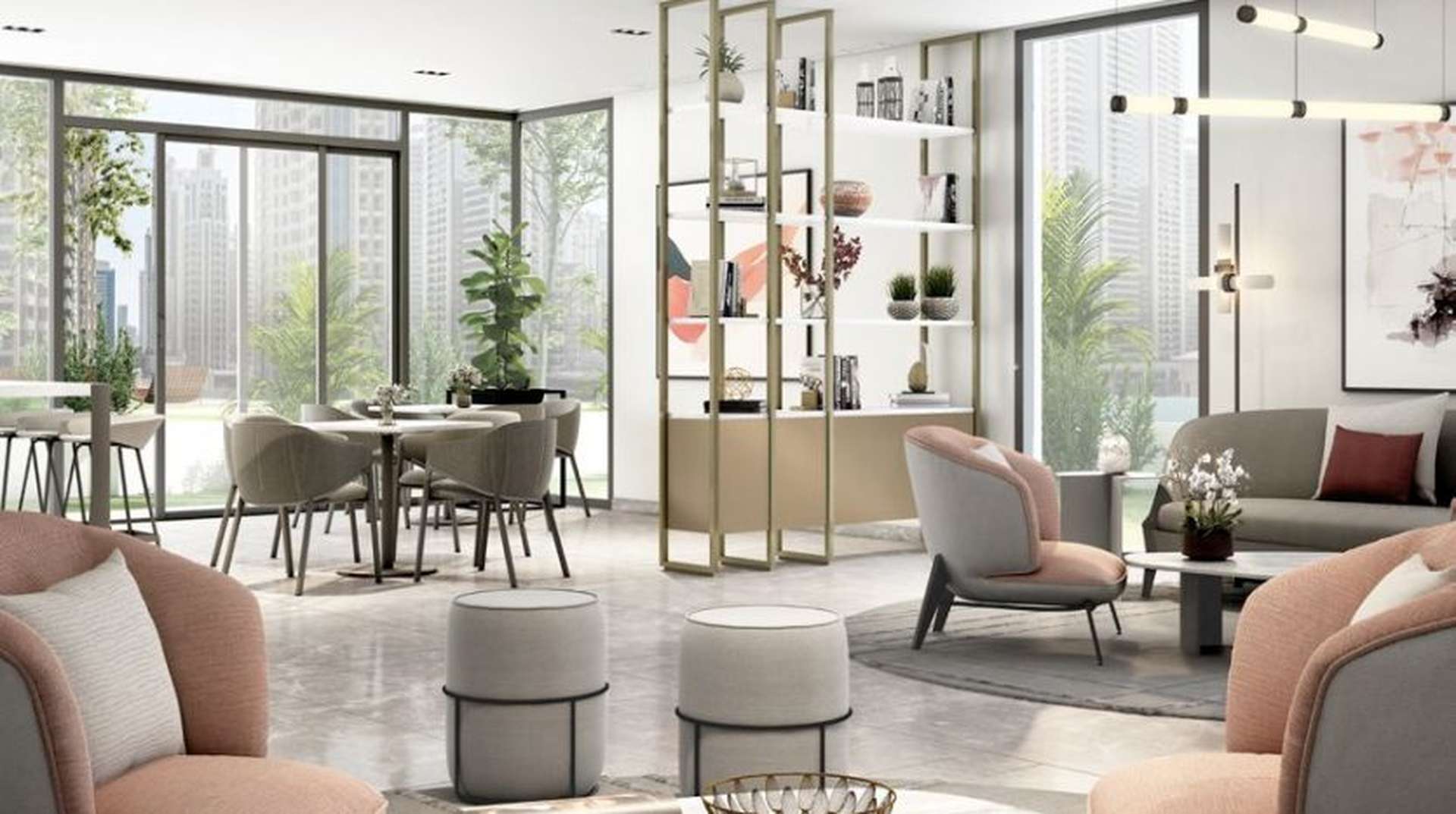 Modern bedroom in two-bed Burj Crown apartment, Downtown Dubai, with stylish decor and city view