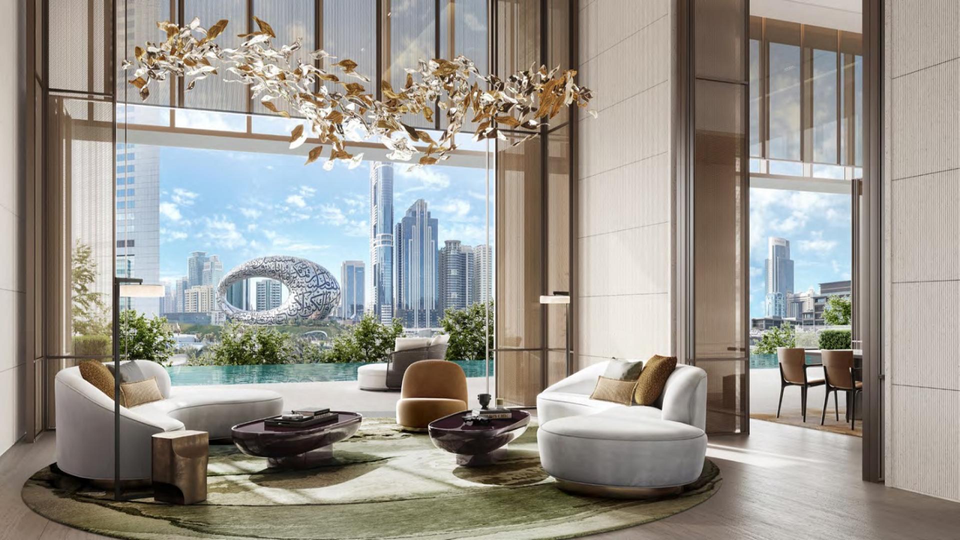 Luxurious apartment view with pool near Emirates Towers, Sheikh Zayed Road, Jumeirah Residences