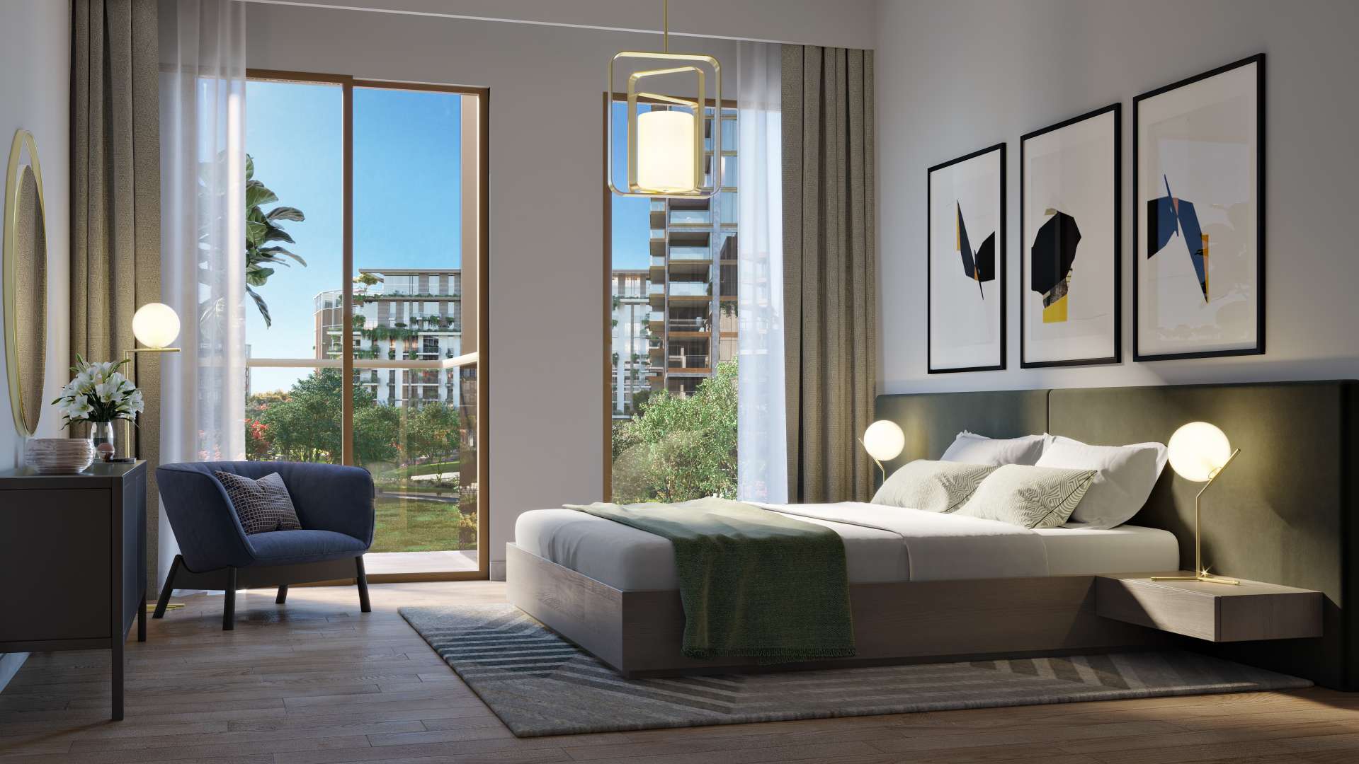 Modern kitchen in 3-bedroom apartment, Celadon, City Walk, featuring sleek cabinetry and dining area