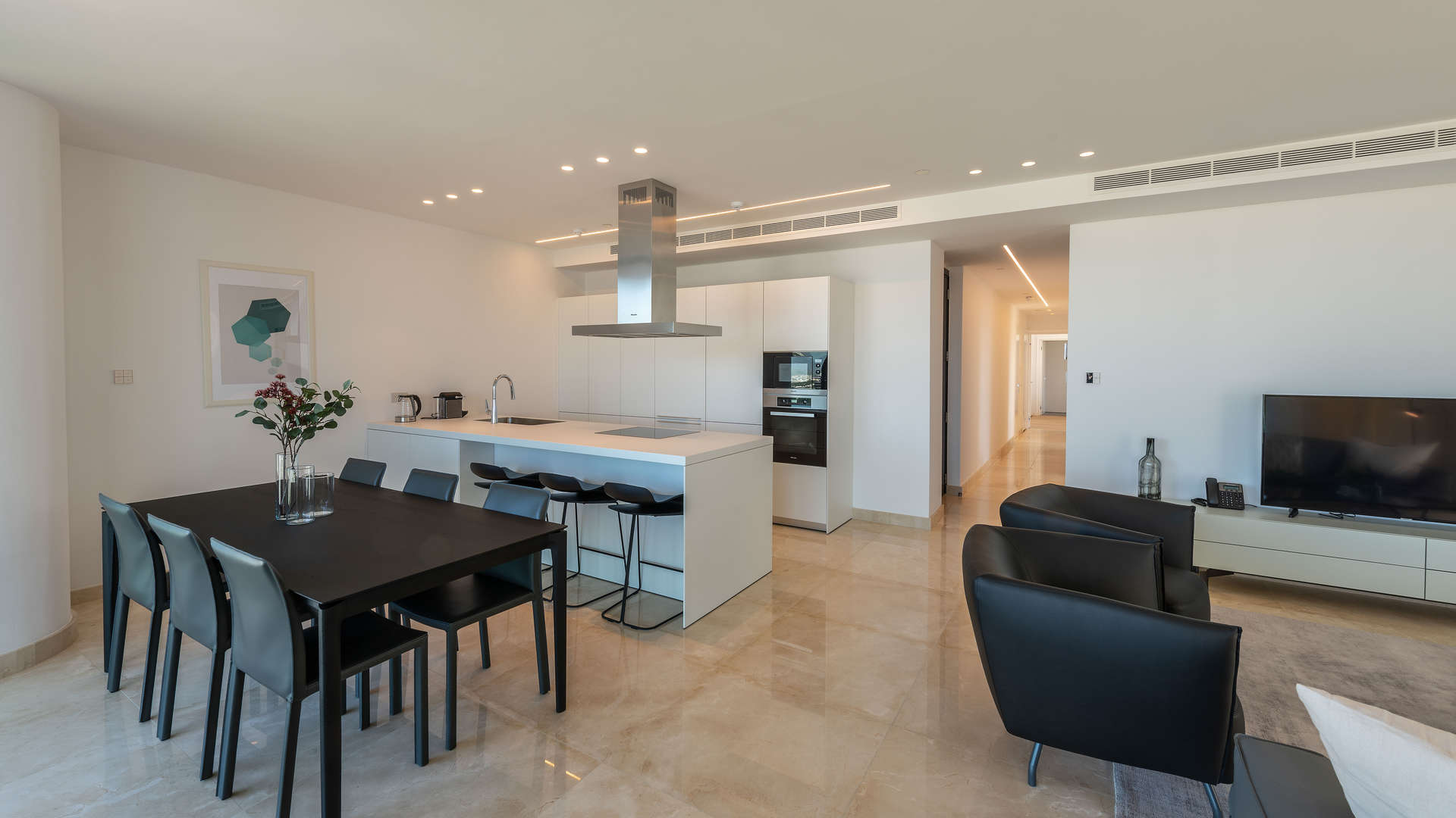 Modern living room with panoramic views in Central Park Residences, Nicosia apartment for sale