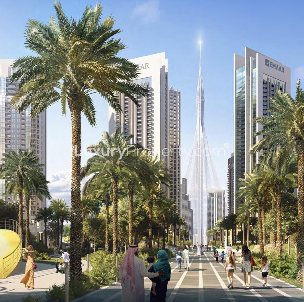 Contemporary apartment building at Creek Gate, Dubai Creek Harbour, featuring modern architecture