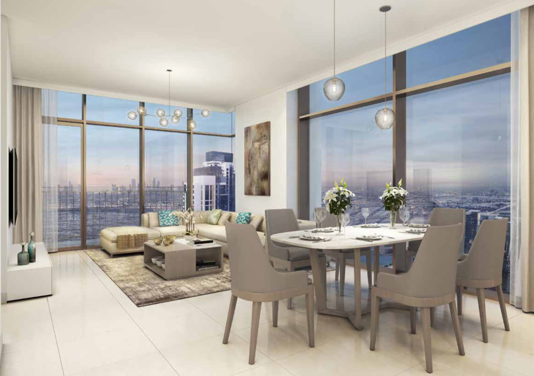 Elegant apartment towers and marina view at Creekside 18, Dubai Creek Harbour