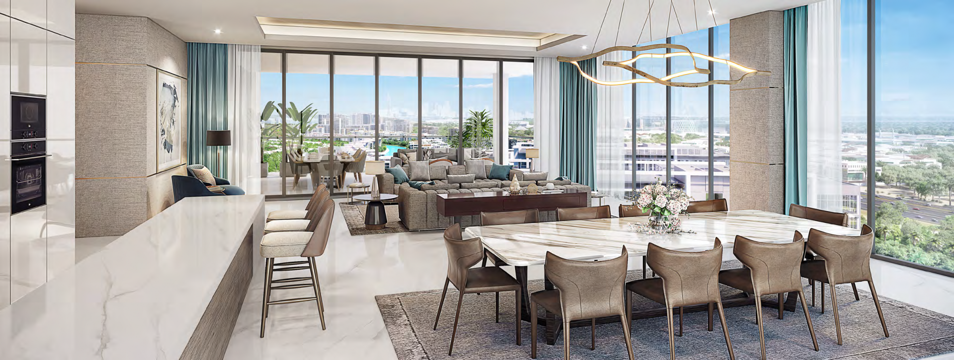 Skyline view from Lagoon Views Apartment, District One, Mohammed Bin Rashid City, Dubai