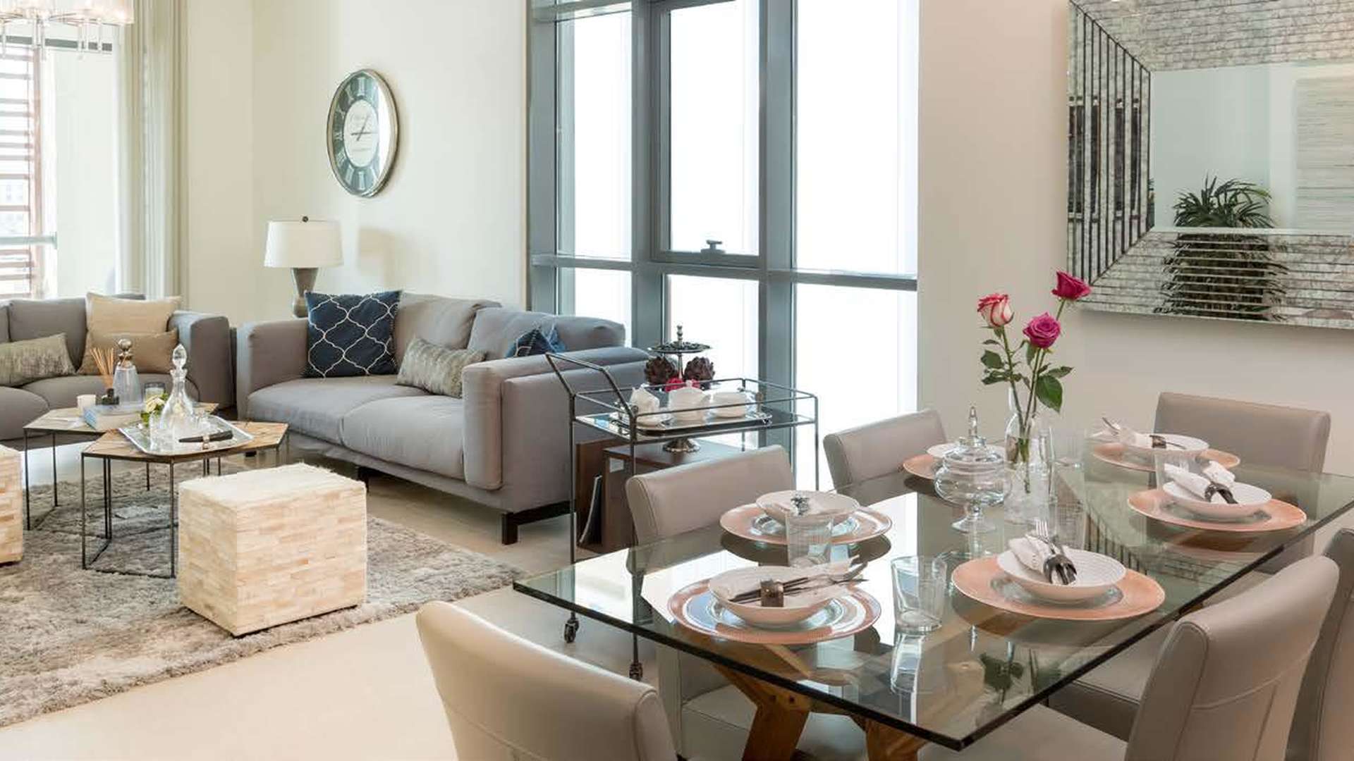 Luxury waterfront apartment exterior at Dubai Wharf, Culture Village, featuring modern architecture