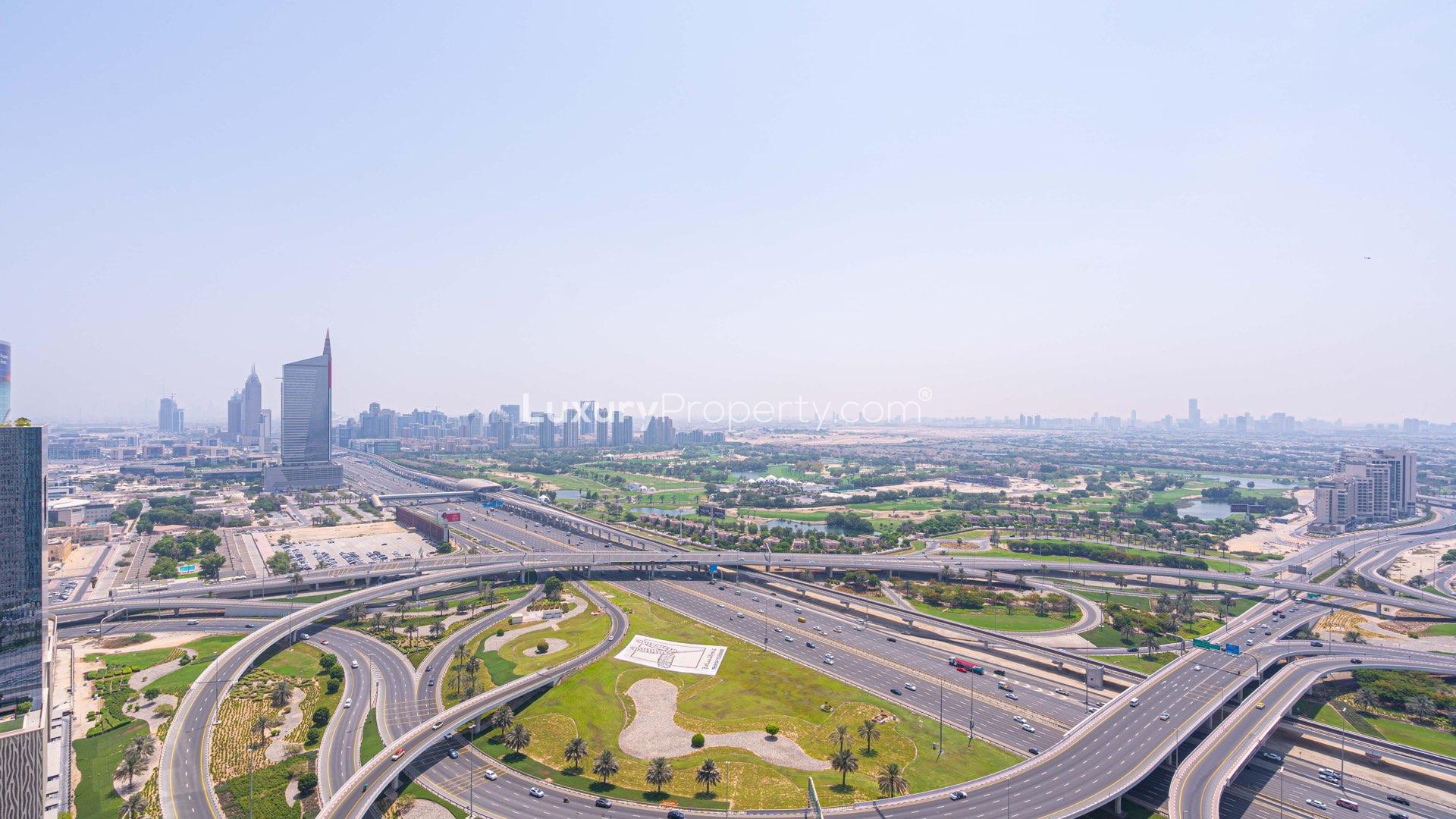Spacious apartment window with stunning golf course views in Emaar 6 Towers, Dubai Marina