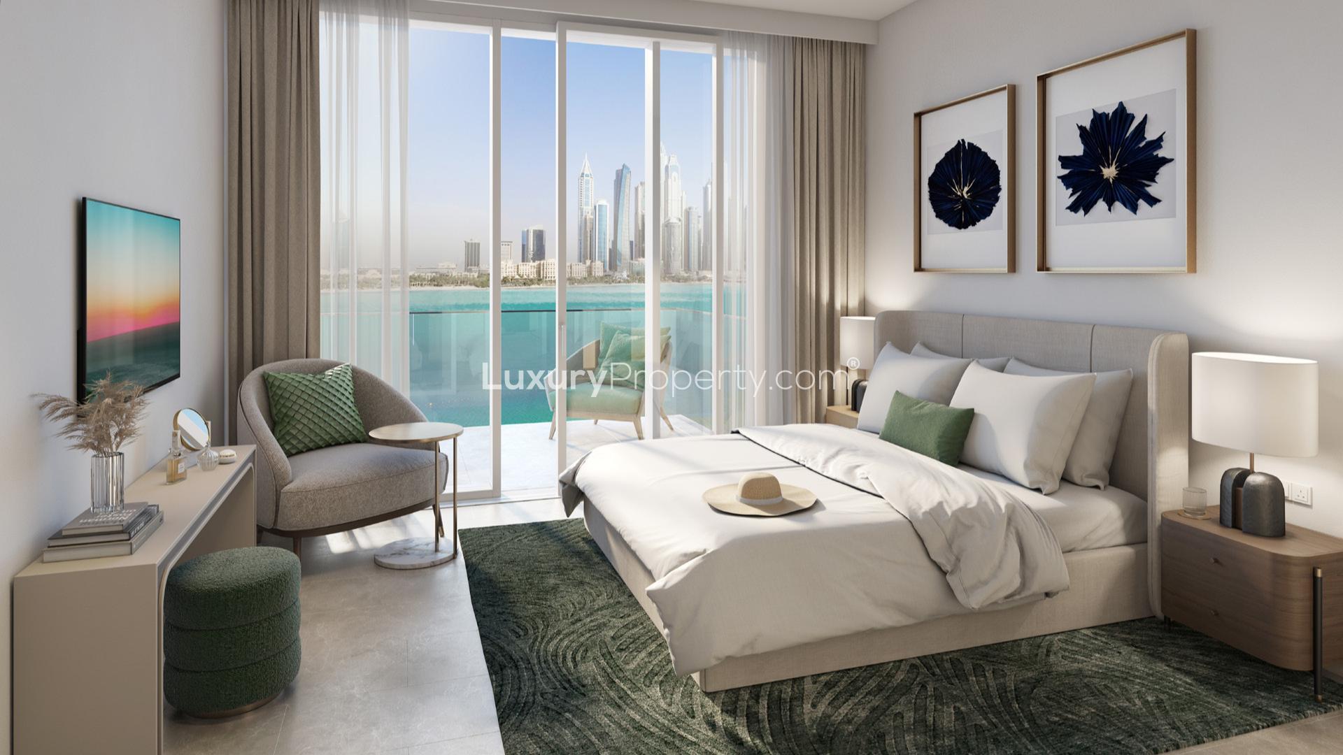 Dining area in beachfront apartment with skyline view, Emaar Beachfront, Dubai Harbour