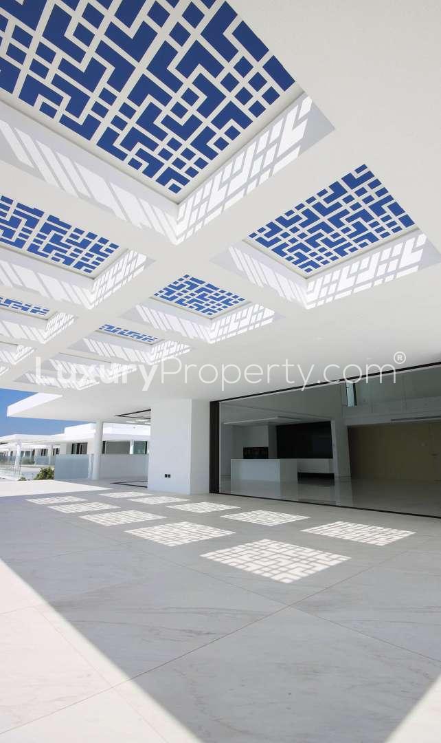 Modern beachfront apartment interior with ocean view in Estepona, Marbella