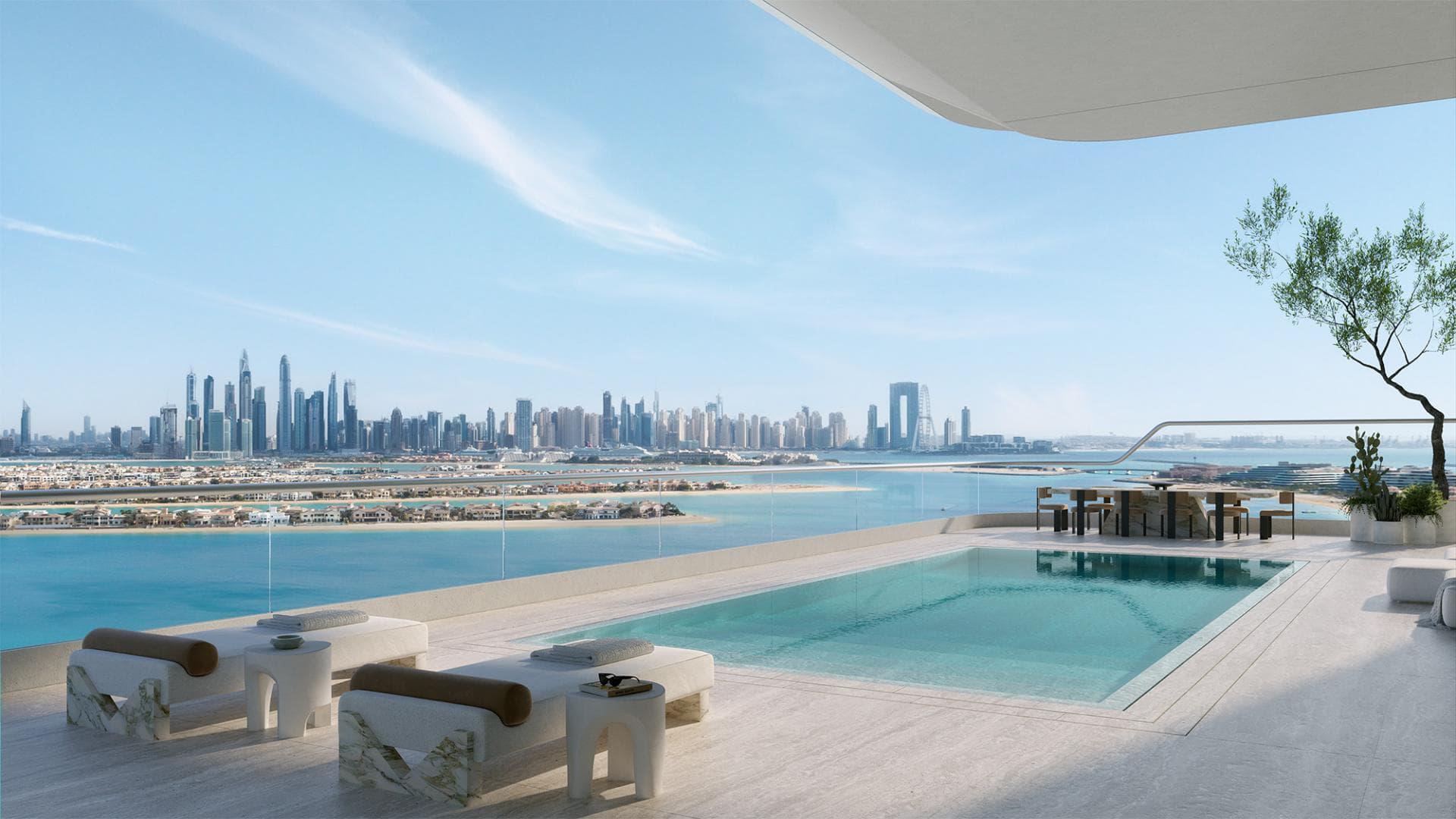 Luxurious living room with oceanfront views in Orla by Omniyat apartment, Palm Jumeirah