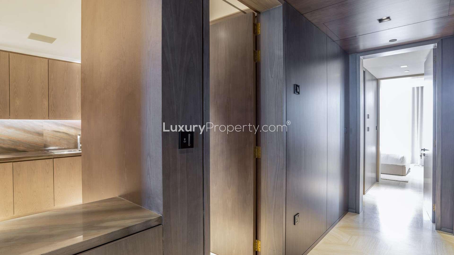 Luxurious bedroom with stunning Dubai Marina view, FIVE Palm Jumeirah apartment for sale