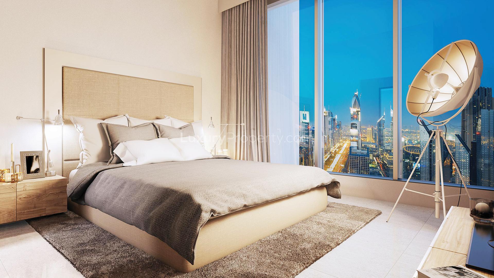 Modern kitchen in Forte apartment with city view, high floor, Downtown Dubai