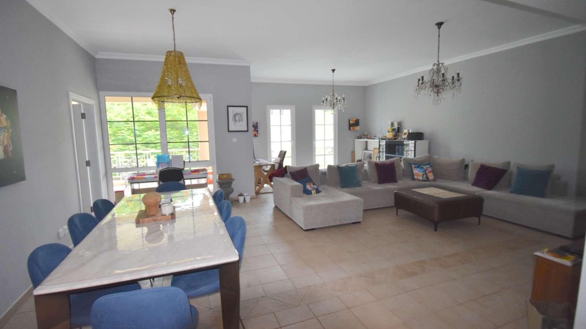 Dining area with garden views in three-bed apartment, Garden East Apartments, Green Community