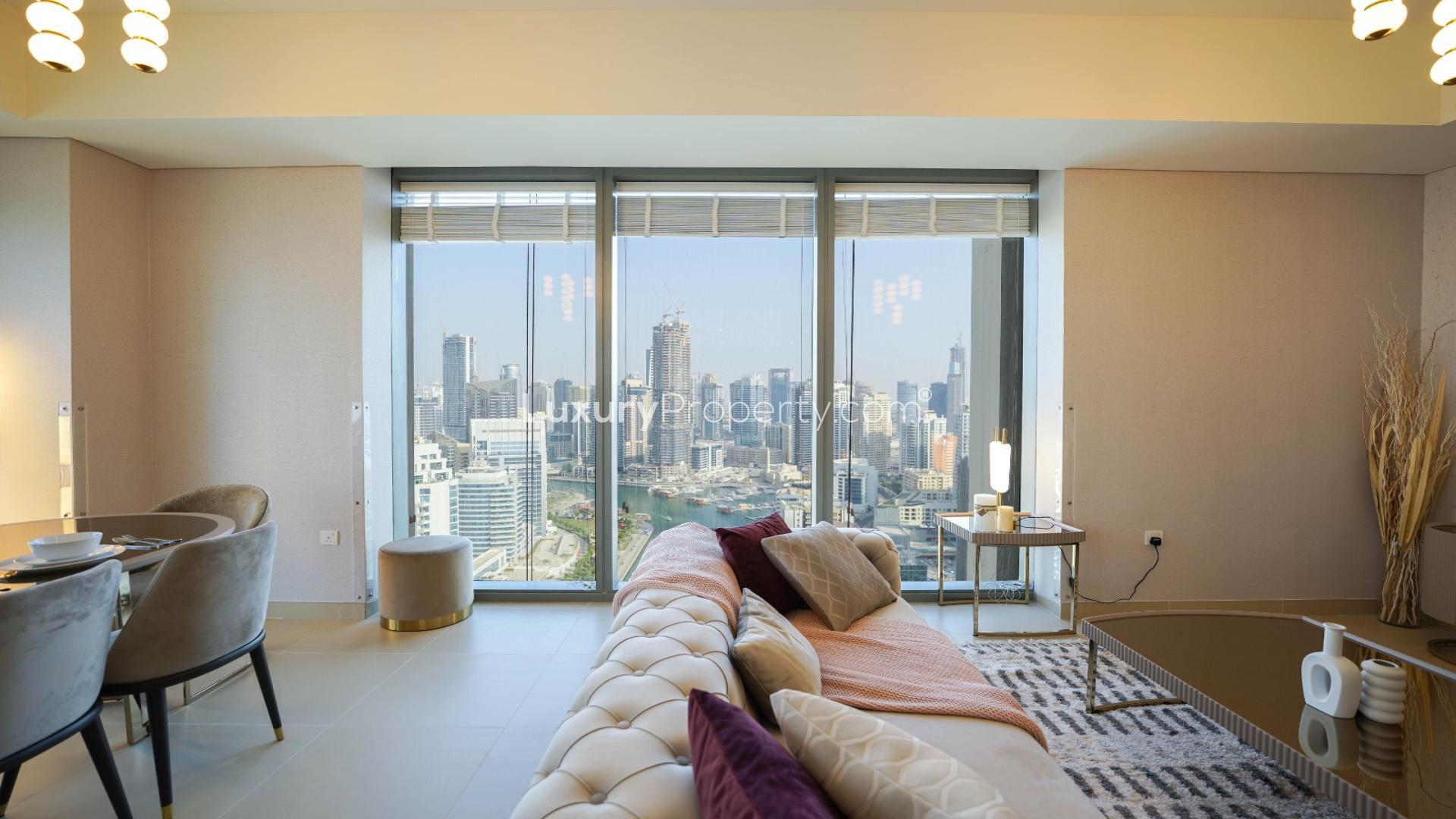 Modern bathroom in 3-bedroom apartment for sale, Dubai Marina, featuring elegant fixtures