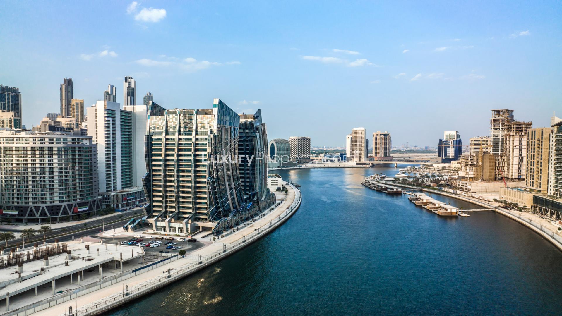 Luxurious living room in DaVinci Tower apartment, Business Bay, with city view