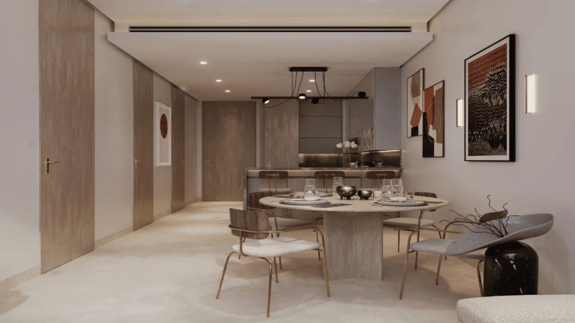 Modern kitchen with sleek design in Meydan's boutique-style 3-bed apartment for sale