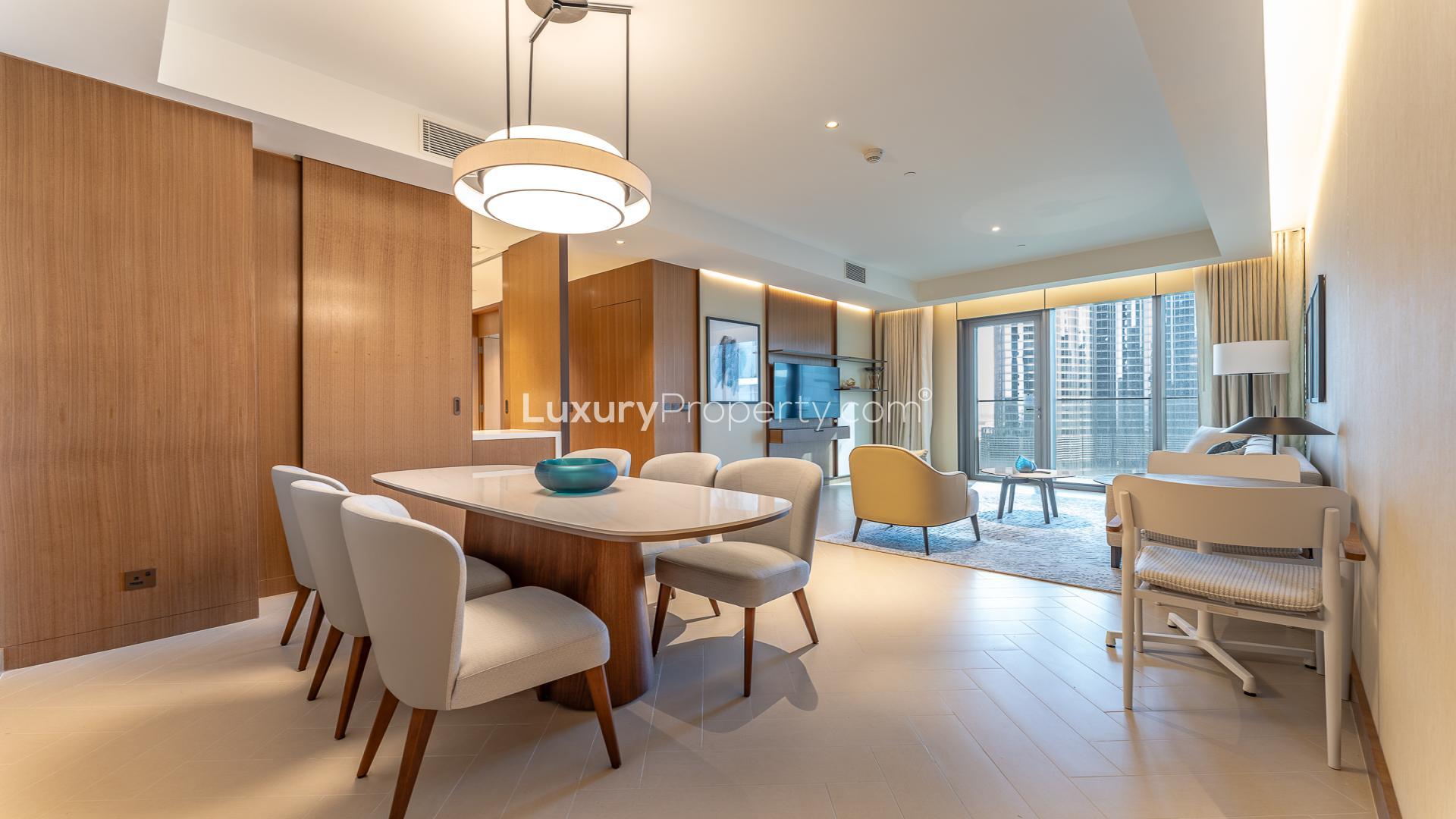 Modern living room in Downtown Dubai apartment, The Address Residences Dubai Opera, elegant decor