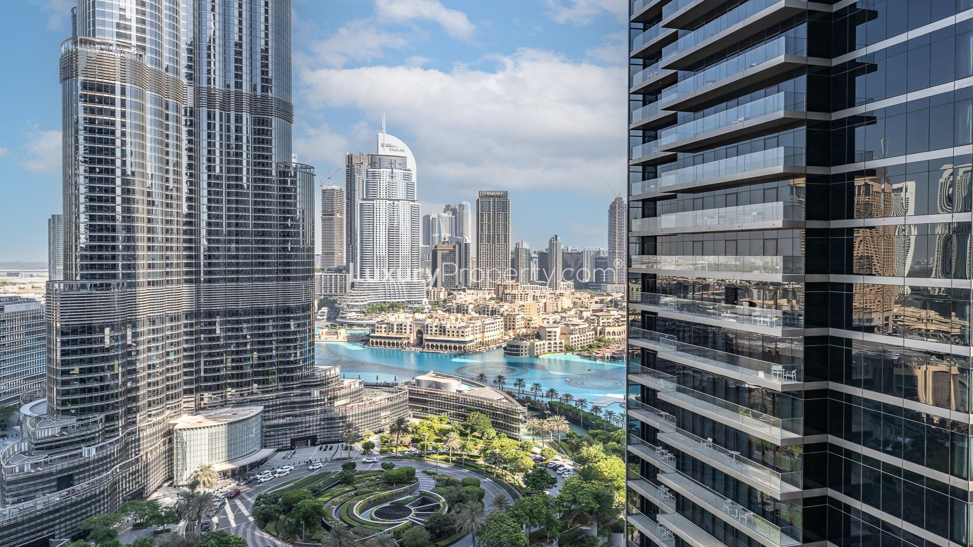 Modern living room in The Address Residences Dubai Opera apartment, Downtown Dubai, for sale