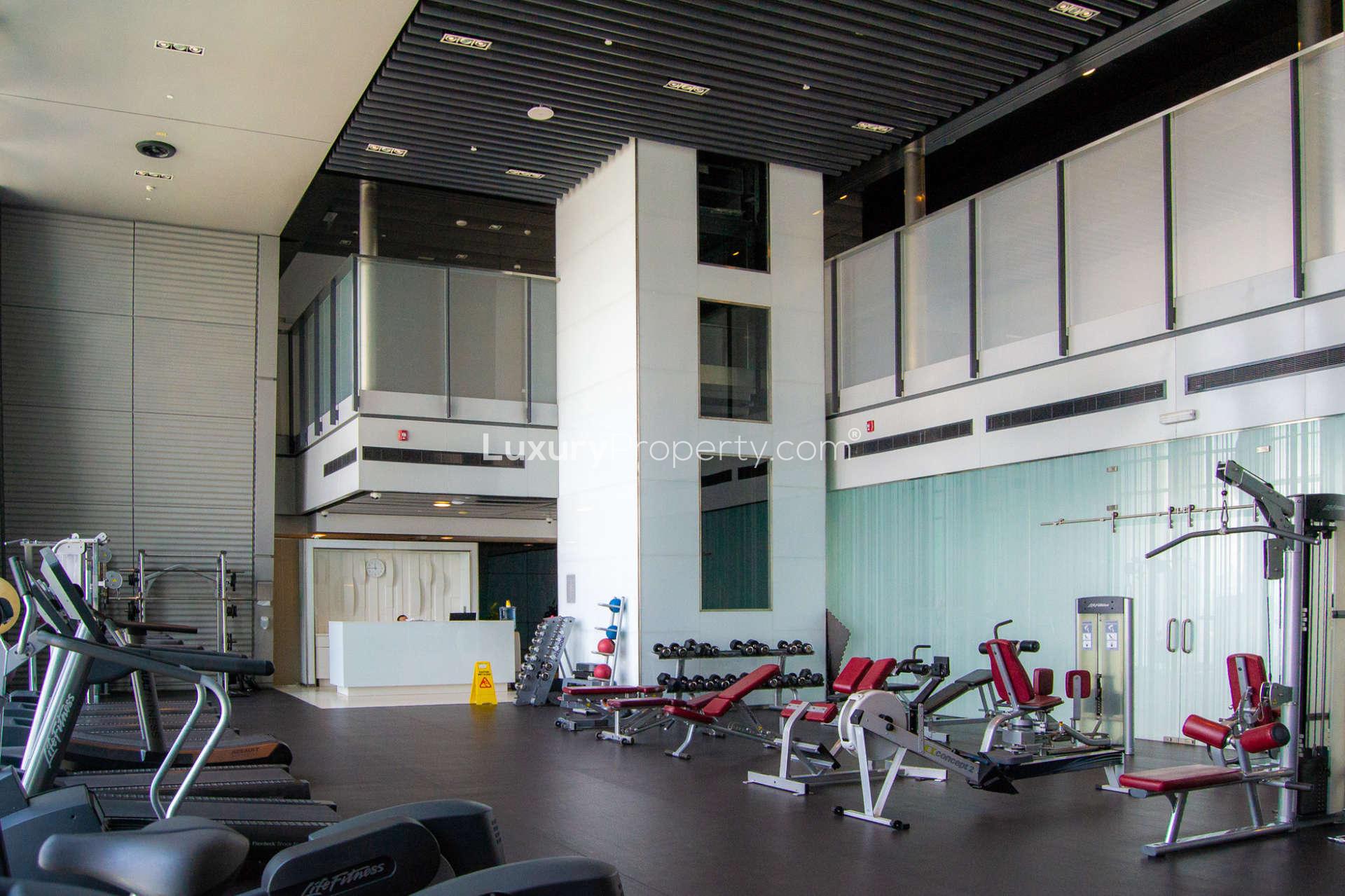 Spacious balcony of 3-bedroom apartment in Index Tower, DIFC, with modern design