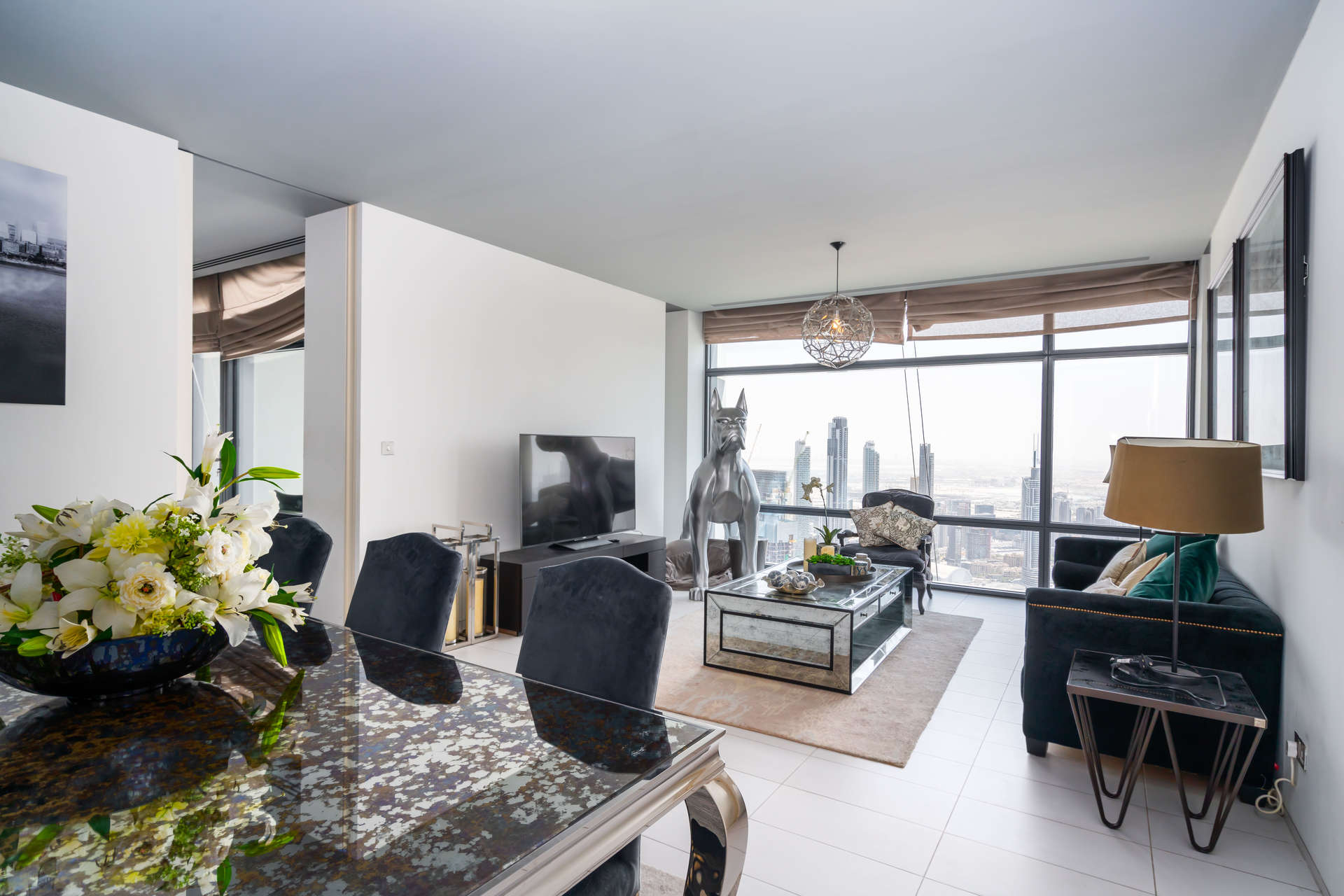 Modern bathroom in DIFC Index Tower apartment with elegant fixtures and spacious layout