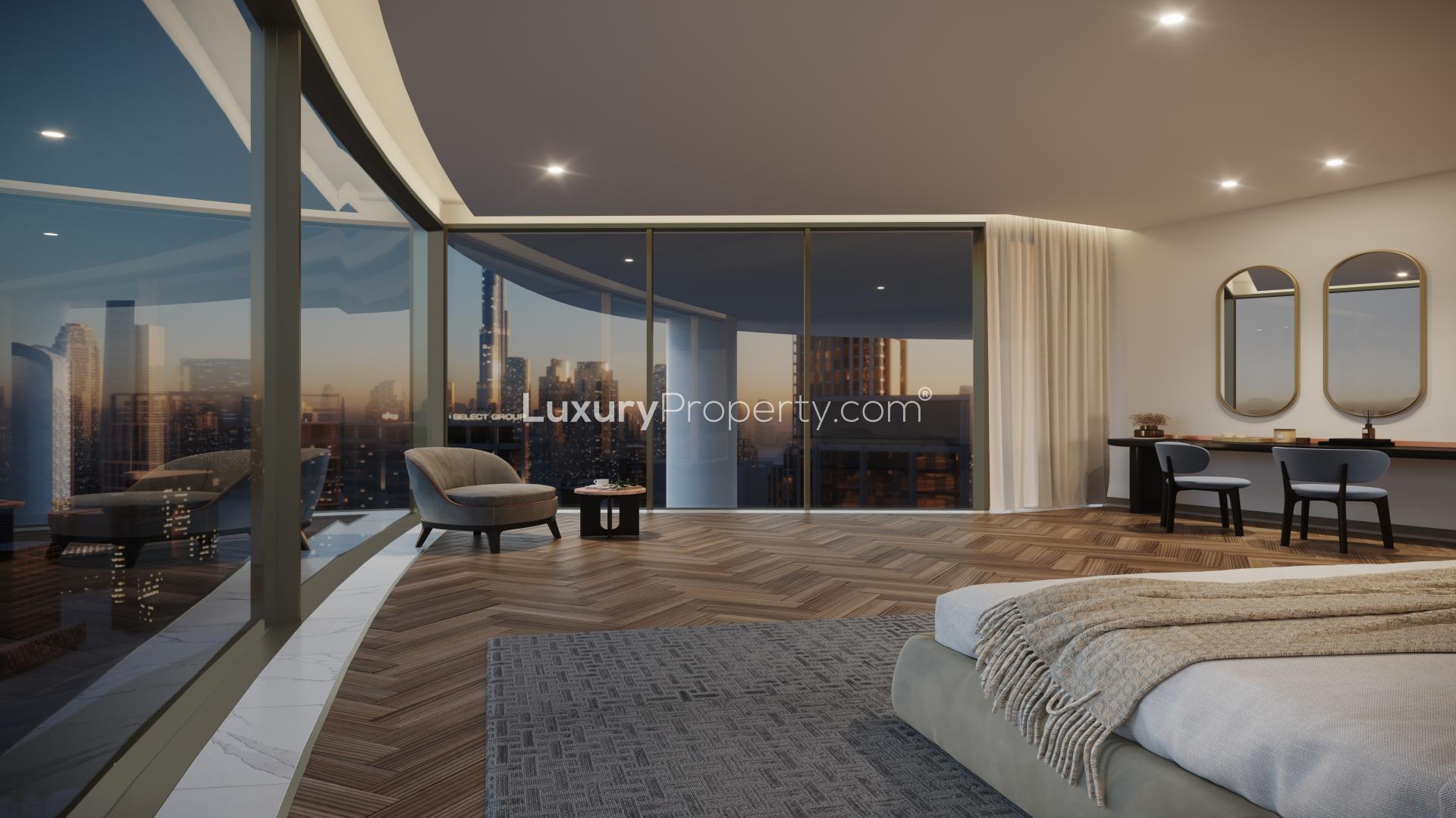Luxurious apartment interior with panoramic canal view in Business Bay, Jumeirah Living