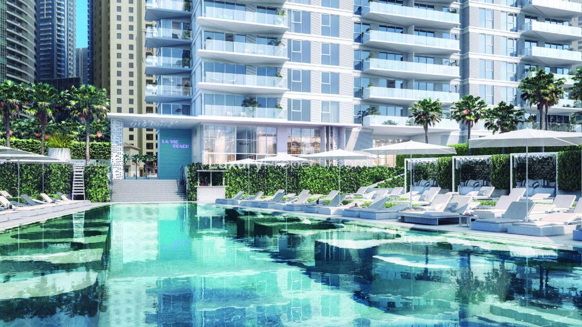 Modern gym with sea view in La Vie, Jumeirah Beach Residence apartment for sale