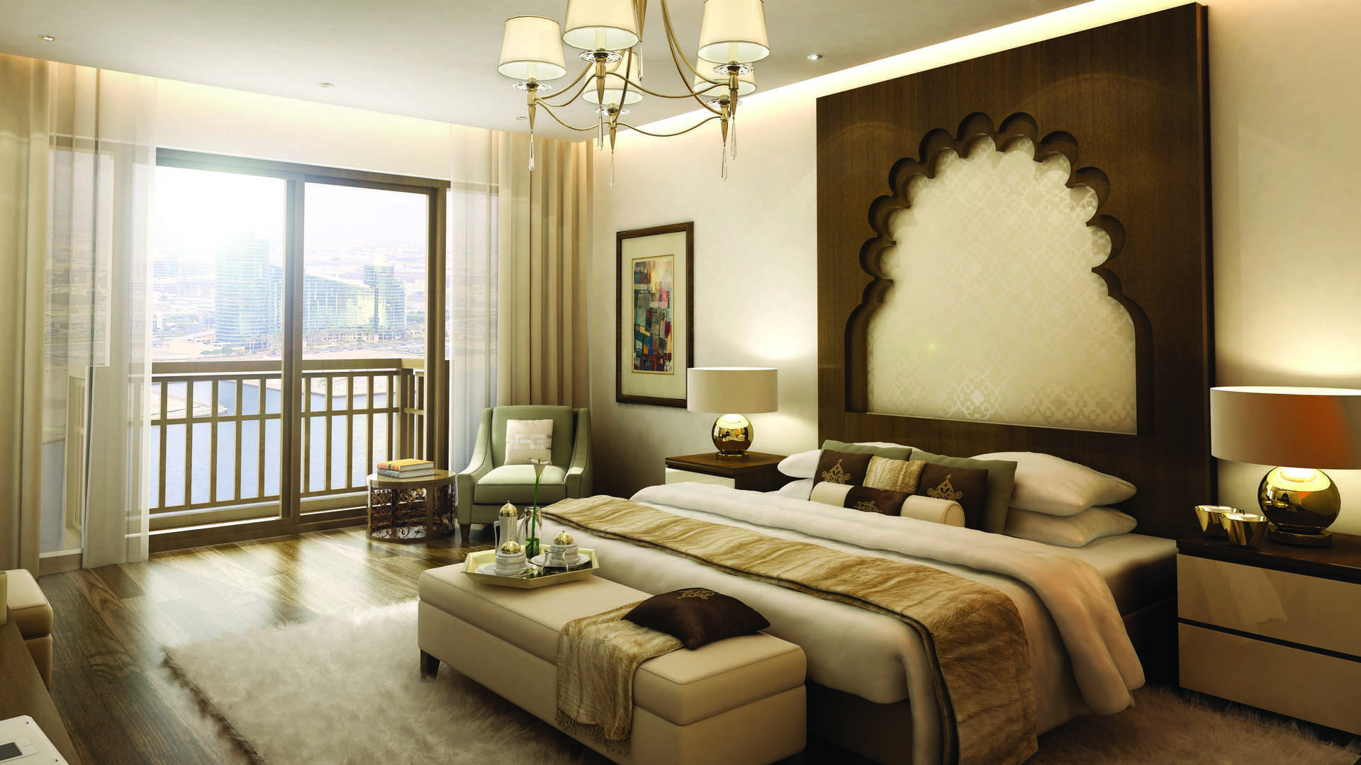 Luxurious living room in 3-bedroom apartment, Manazel Al Khor, Dubai Creek, for sale
