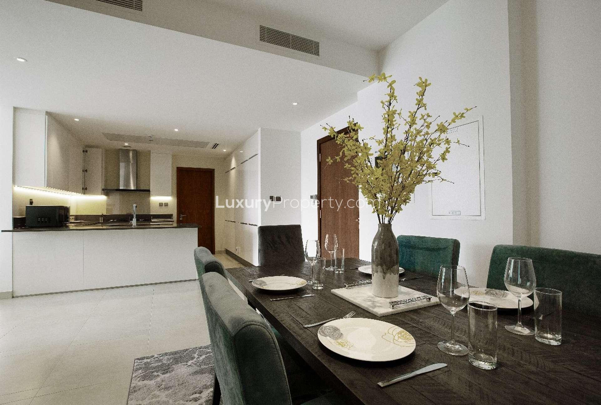 Dining area in luxury 3-bedroom apartment, Marina Gate 2, Dubai Marina for sale