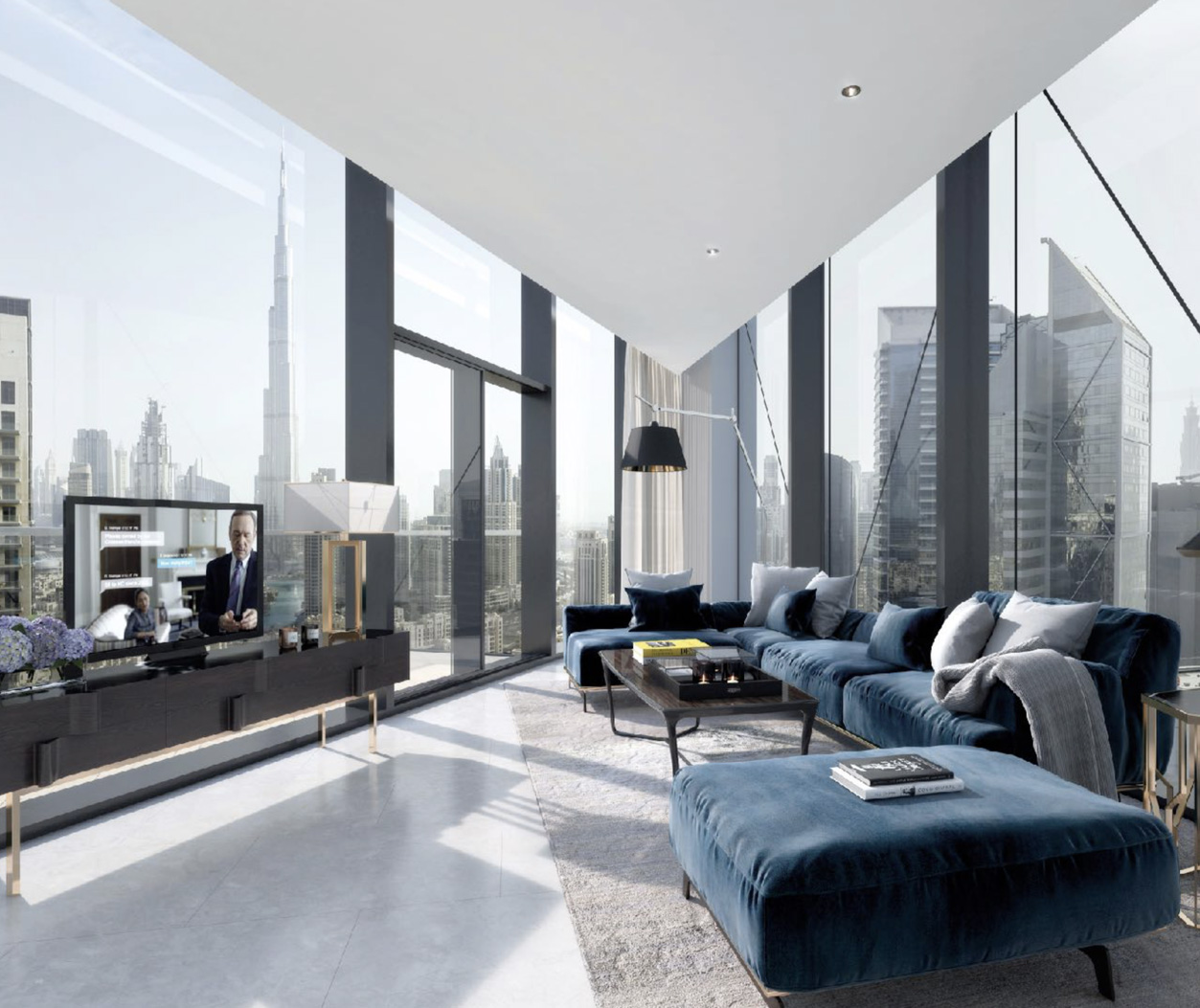 Luxurious bedroom with Burj Khalifa view in Marquise Square, Business Bay apartment for sale