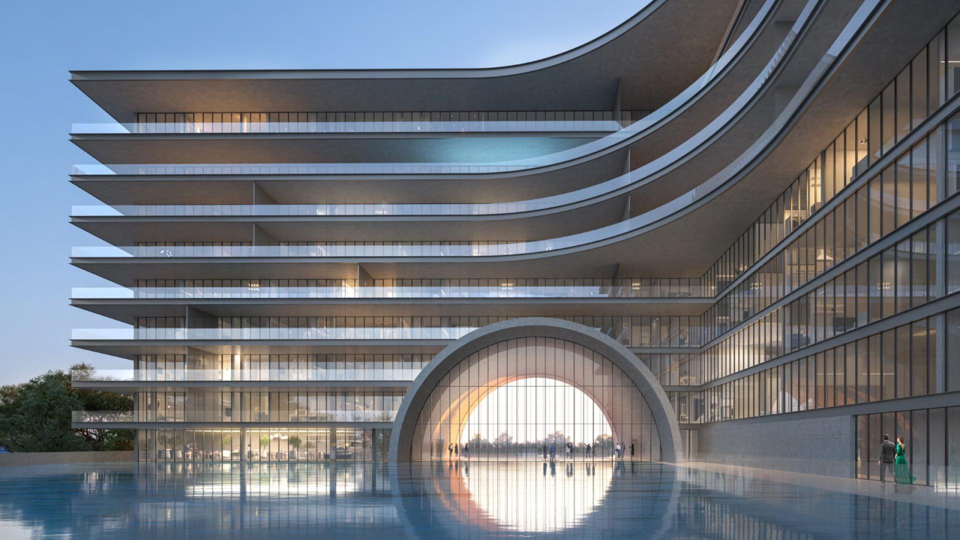 Luxurious pool view from Armani Beach Residences apartment at Palm Jumeirah for sale