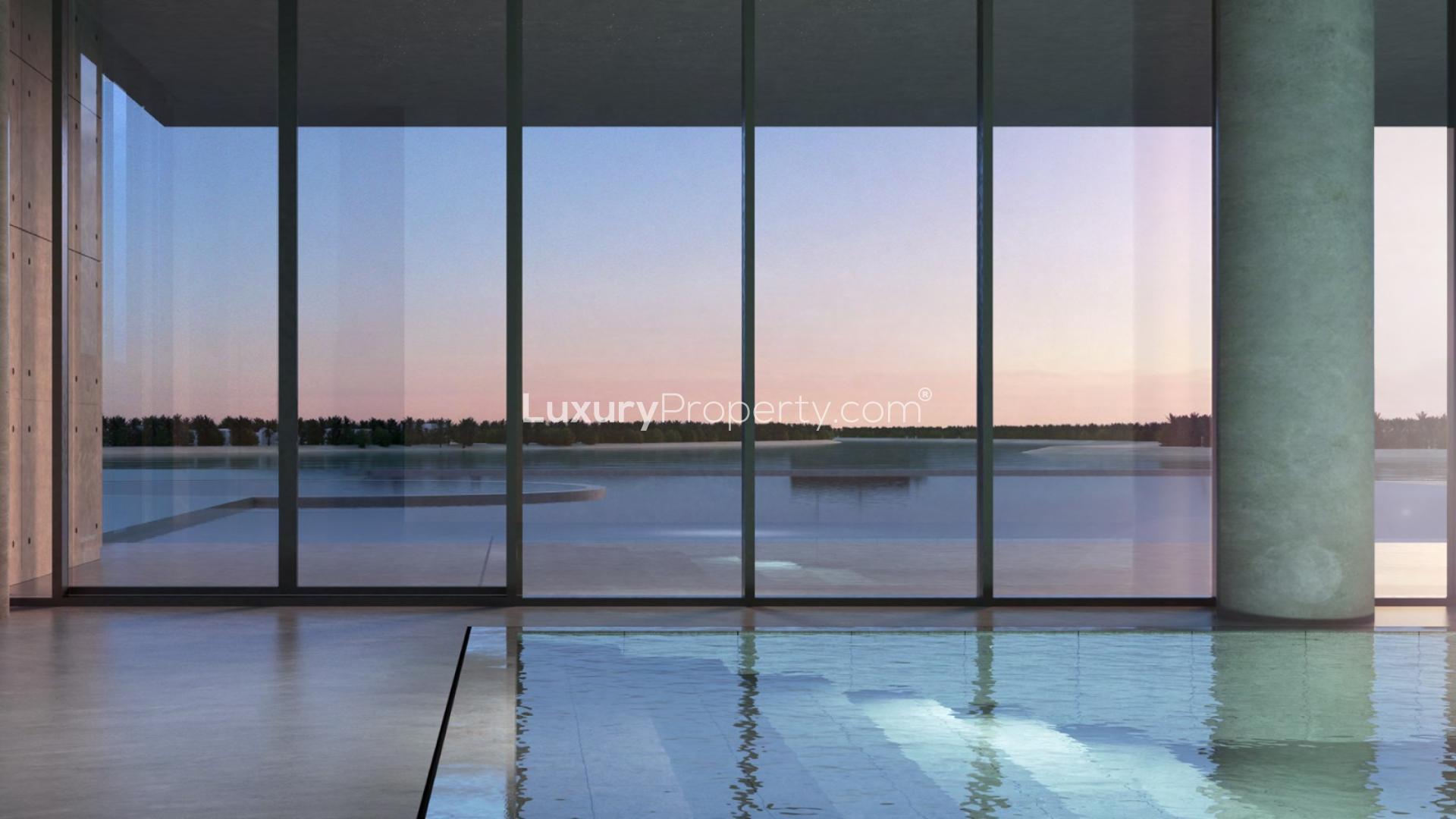 Modern hallway with ocean view in Armani Beach Residences, Palm Jumeirah apartment for sale