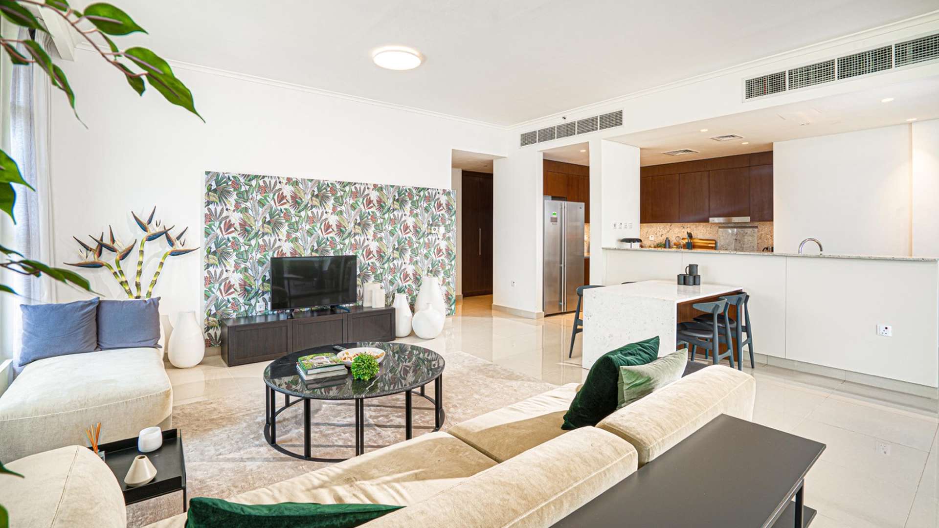 Spacious living room in 3-bedroom apartment, Mulberry Park Heights, Dubai Hills Estate