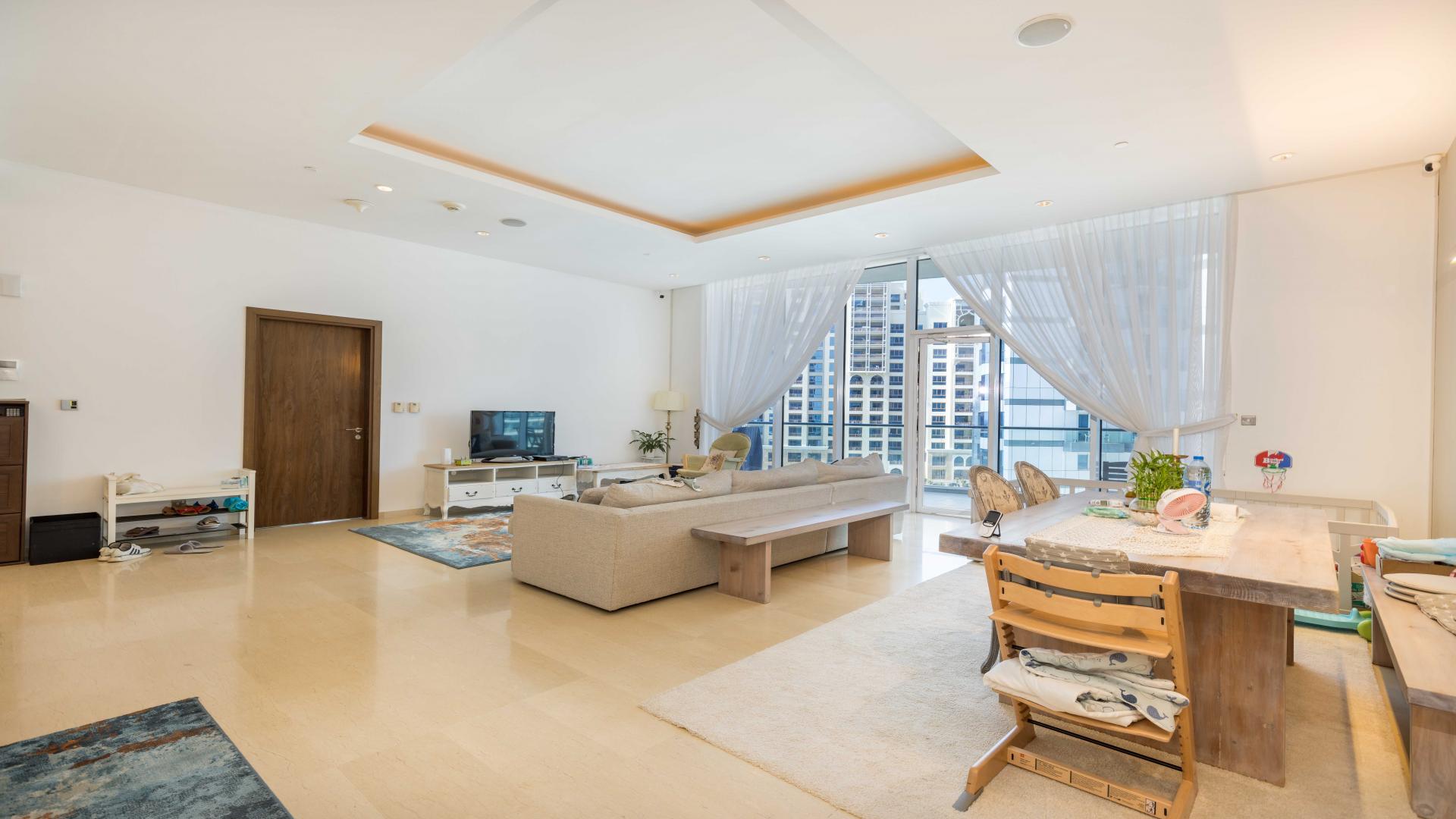 Spacious living room in 3-bedroom apartment, Oceana Residences, Palm Jumeirah, modern decor
