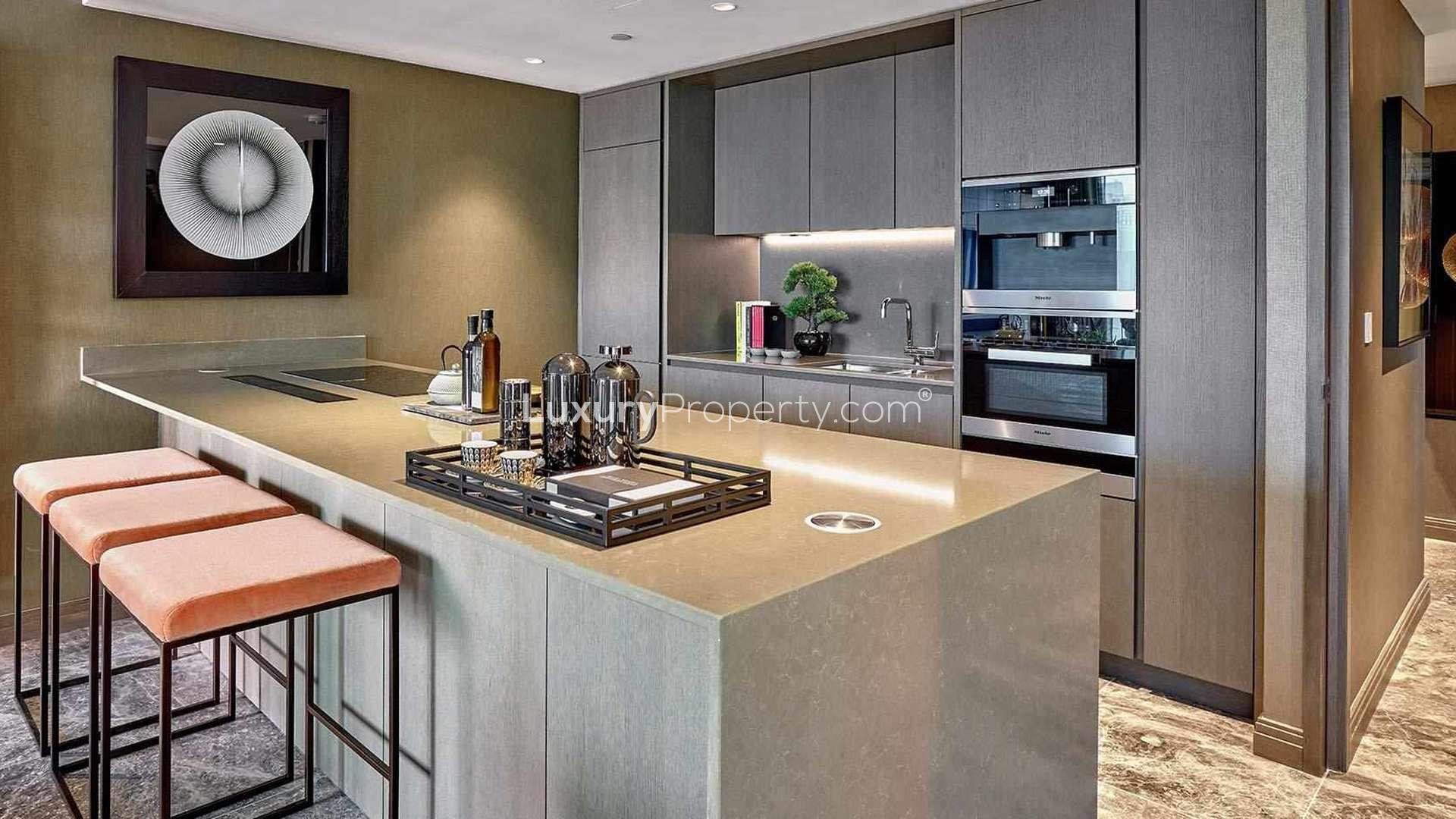 Luxurious dining area in One Blackfriars apartment, featuring elegant decor and modern furnishings