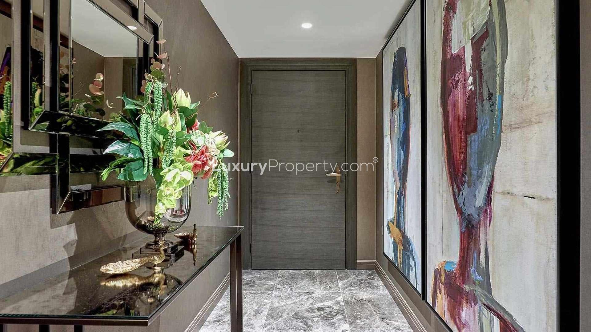 Luxurious living room and kitchen in One Blackfriars, Southwark, London apartment for sale