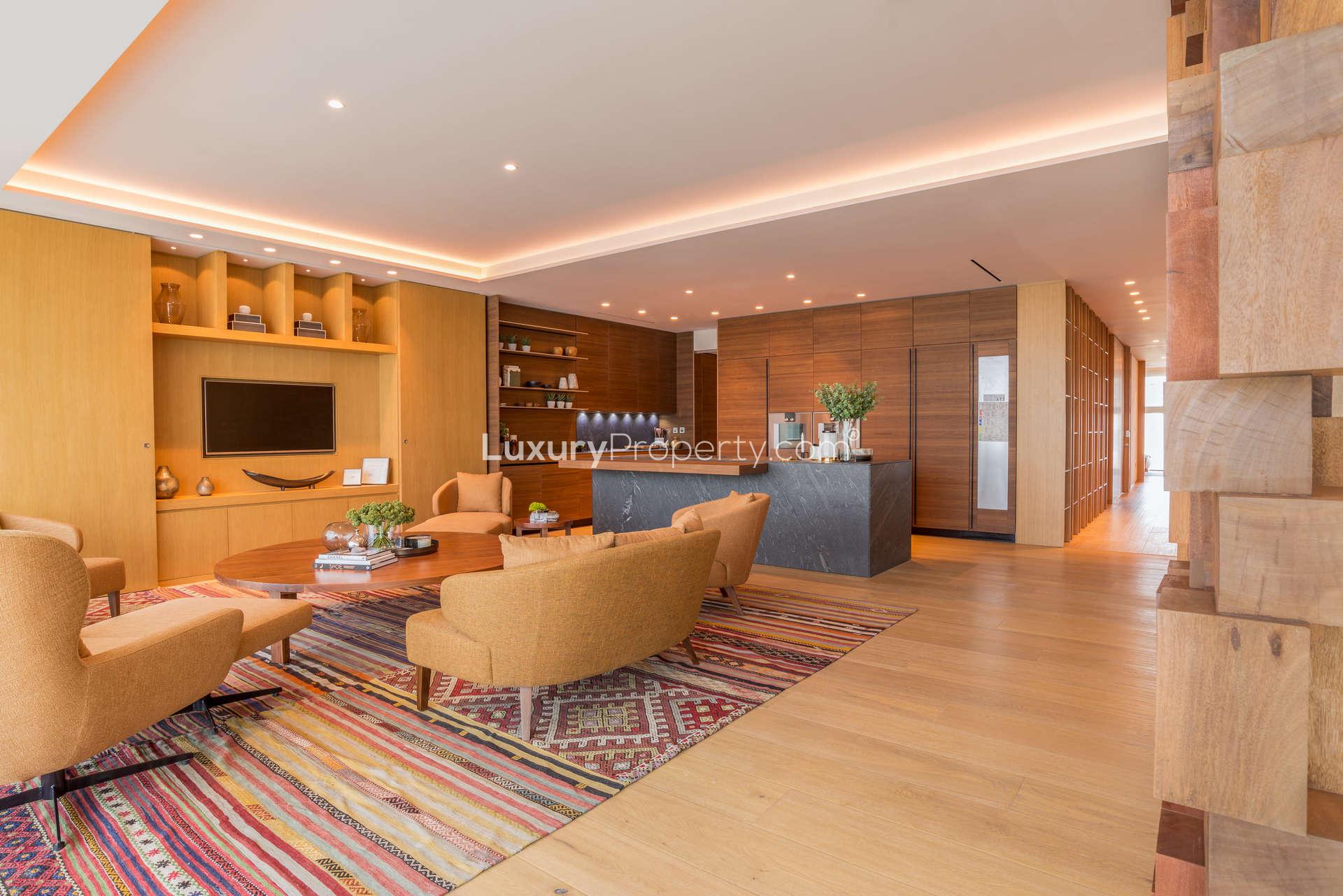 Modern bedroom interior in 3-bedroom apartment, One Palm, Palm Jumeirah, with elegant decor