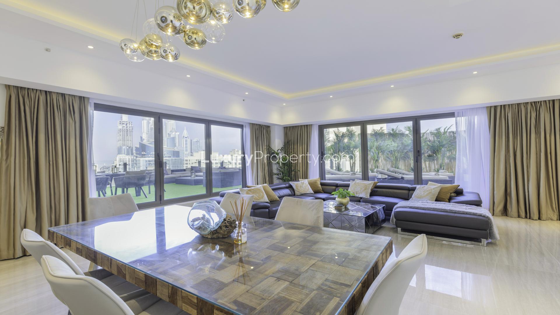 Aerial view of Palm Jumeirah from Jumeirah Beach Residence, Sadaf apartment for sale