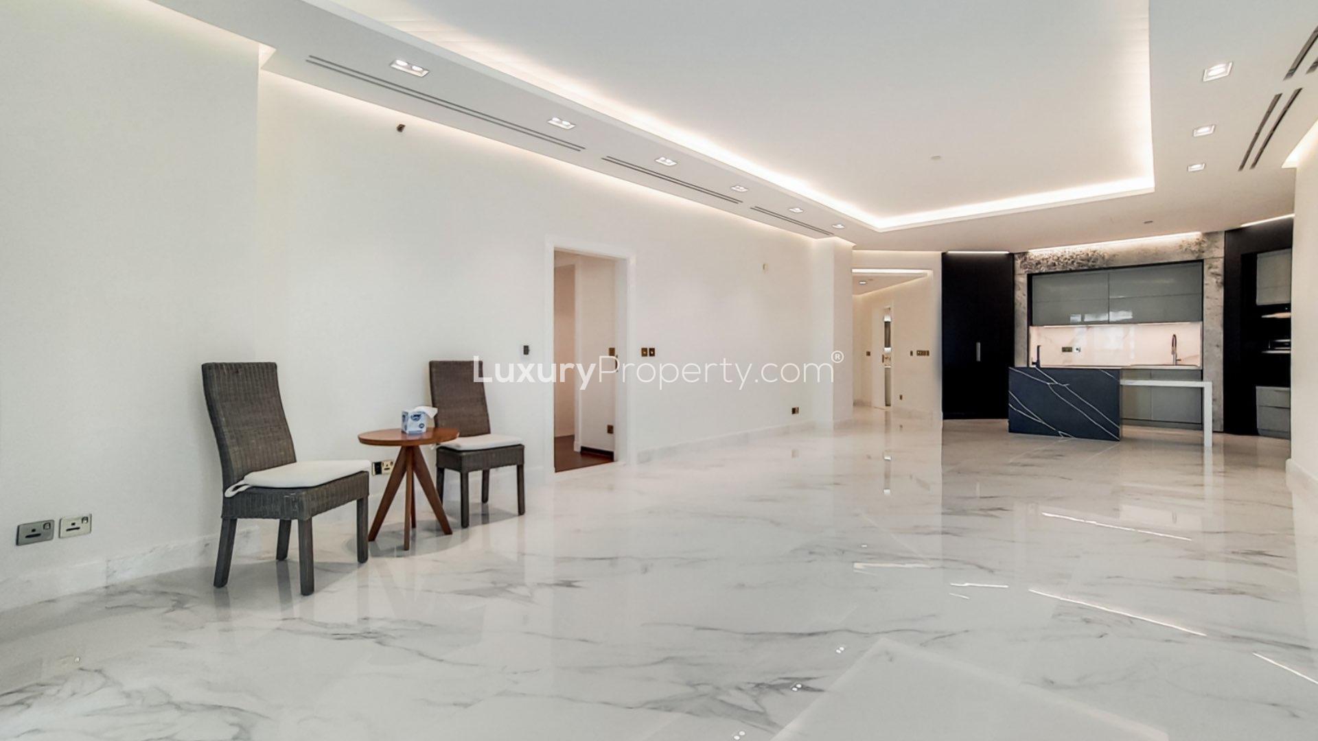 Shoreline Apartments exterior view in Palm Jumeirah community, Dubai, showcasing modern architecture