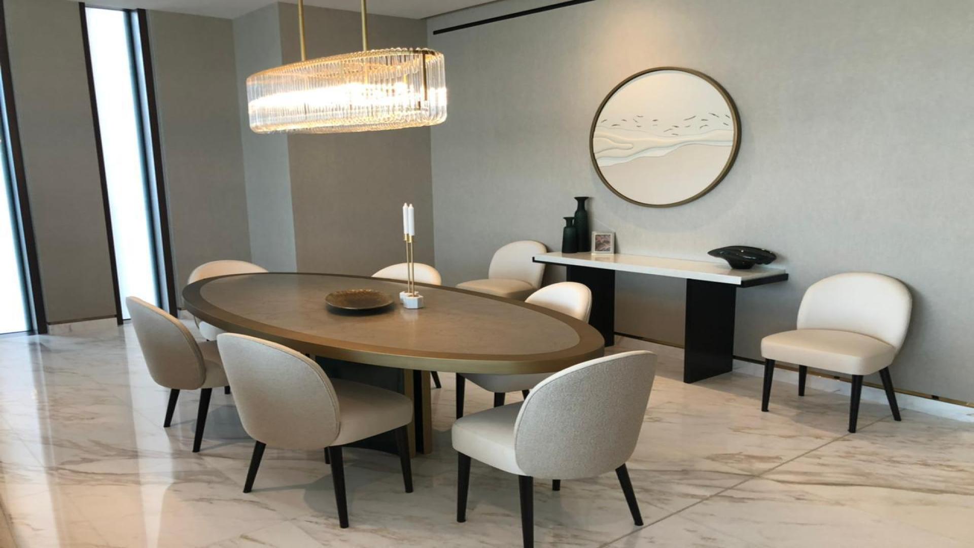 Luxurious bedroom with ocean view in Palm Jumeirah apartment, The Royal Atlantis Residences
