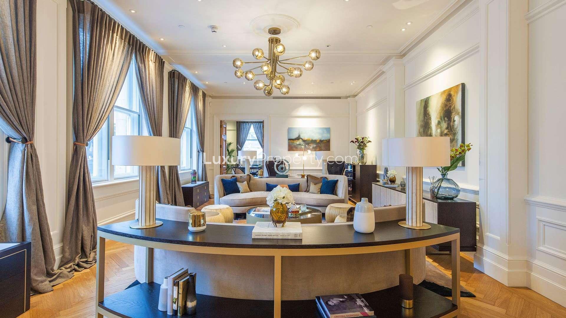 Facade of Oceanic House, luxury apartment building in St James's Park, London