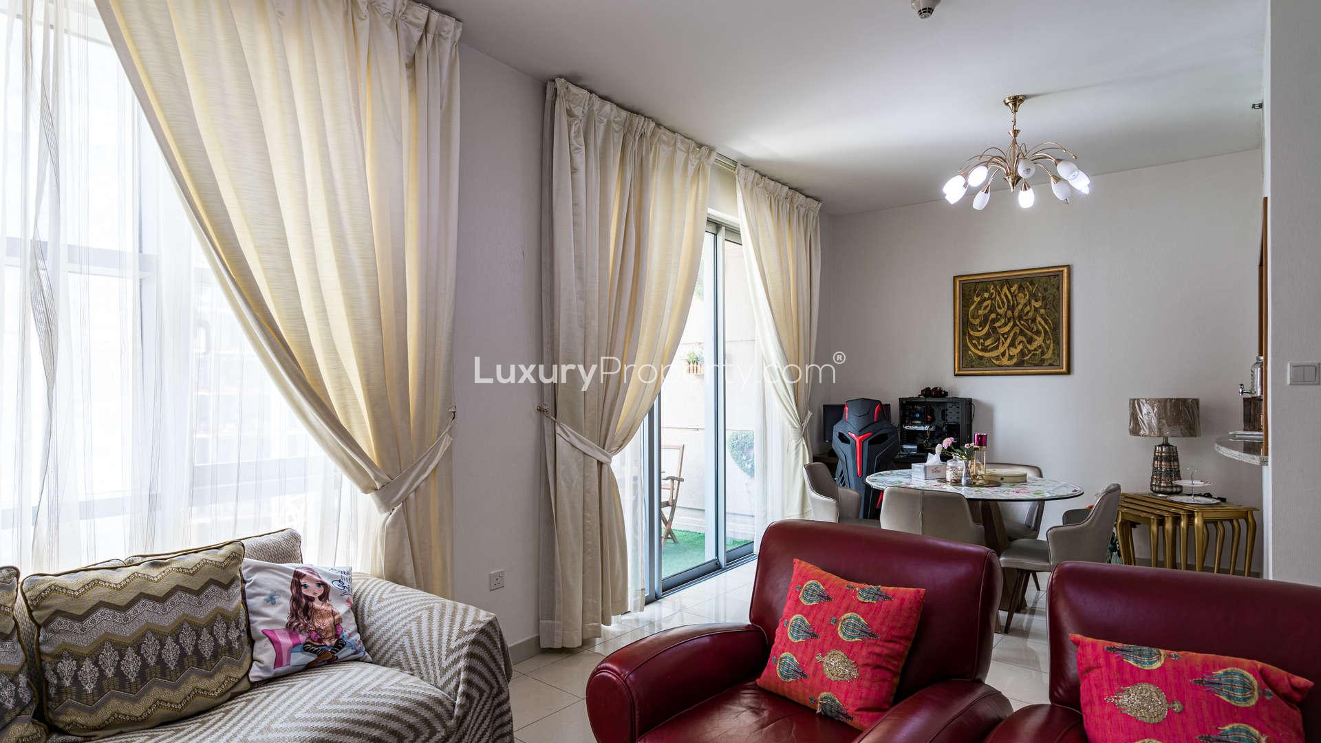 Luxurious bathroom with marble countertop in Downtown Dubai apartment, Standpoint Towers