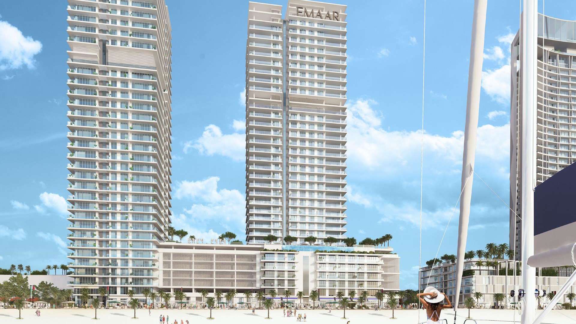 Three-bedroom apartment in Sunrise Bay, Dubai Harbour with modern interior and stunning sea view