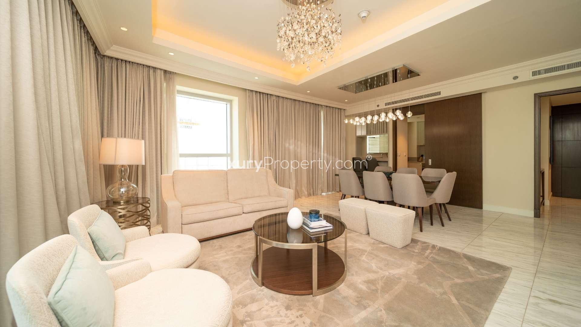 N/A,Balcony view of Burj Khalifa from high-end serviced apartment in Downtown Dubai, The Address Residence