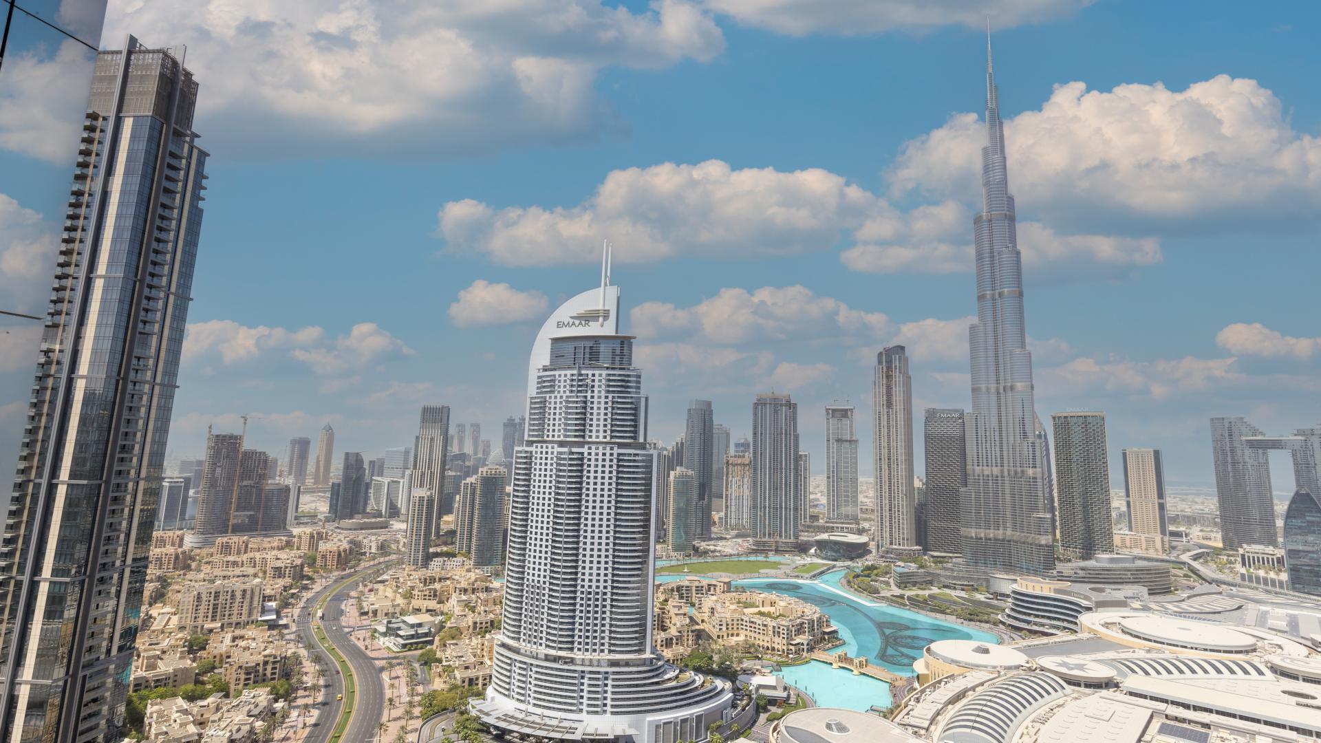 Skyline view from luxury apartment in The Address Residence Fountain Views, Downtown Dubai