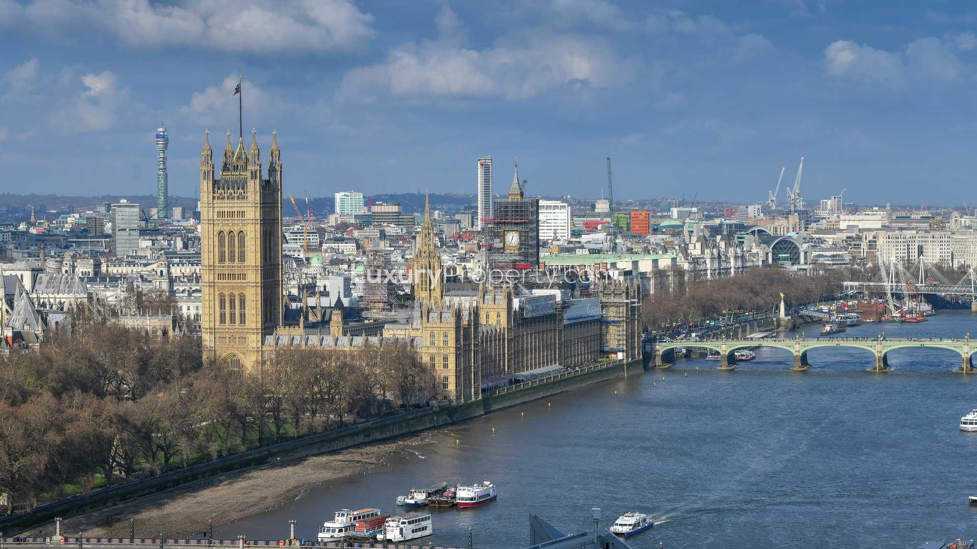 Luxurious terrace view at The Corniche, South Bank, London apartment for sale