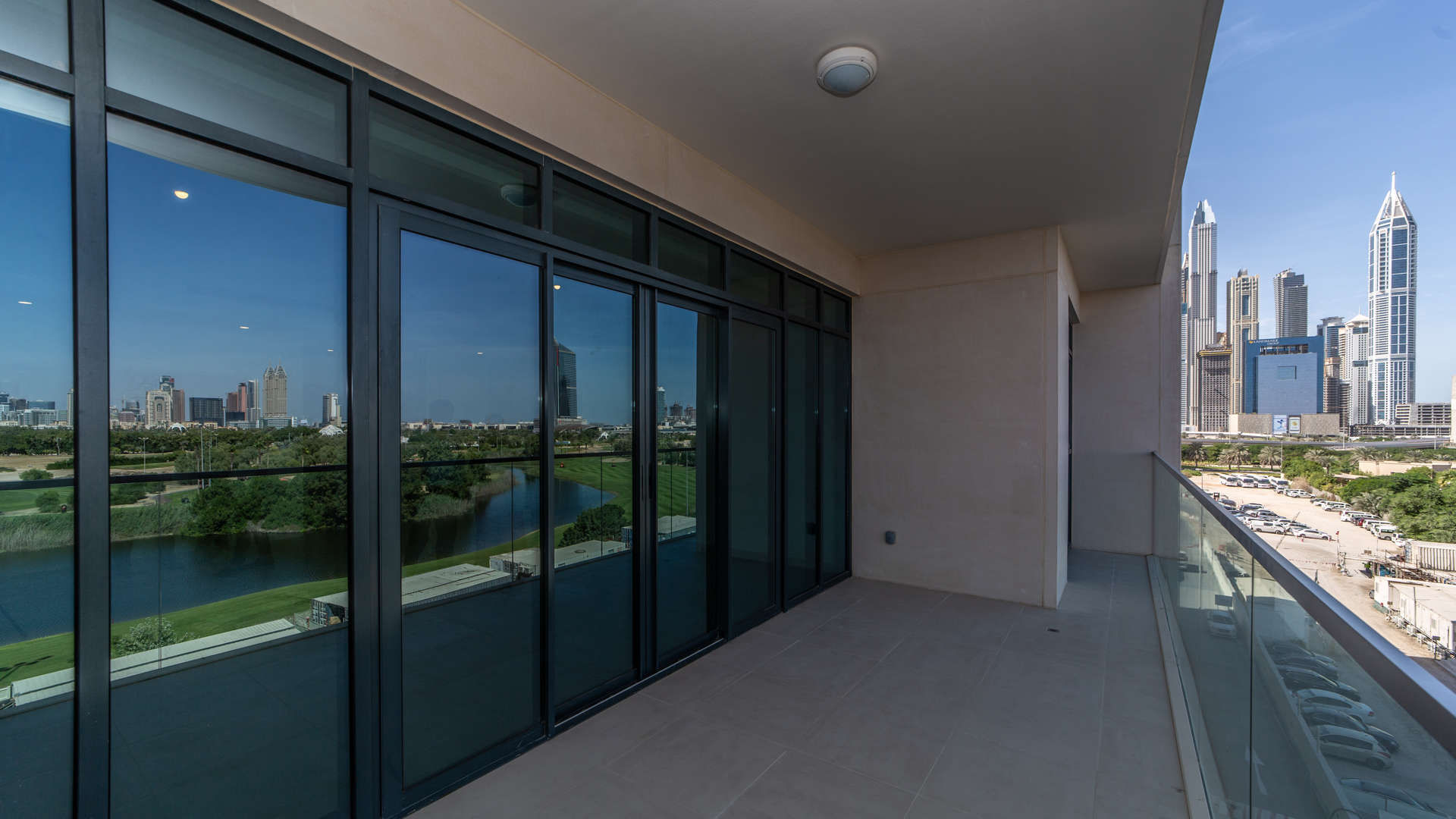 Skyline view from 3-bedroom apartment near Emirates Golf Course, The Hills A