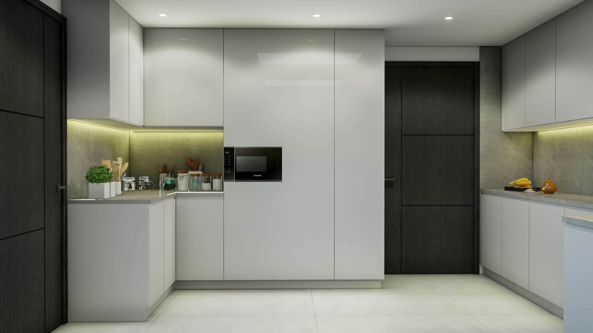 Modern kitchen in Paragon Residence apartment, Business Bay, featuring sleek cabinetry and premium finishes