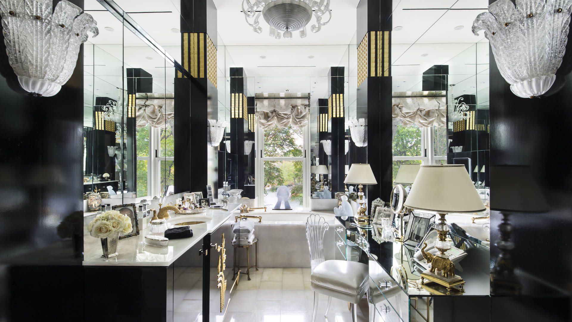 Luxurious Manhattan apartment living room with elegant decor and Central Park views