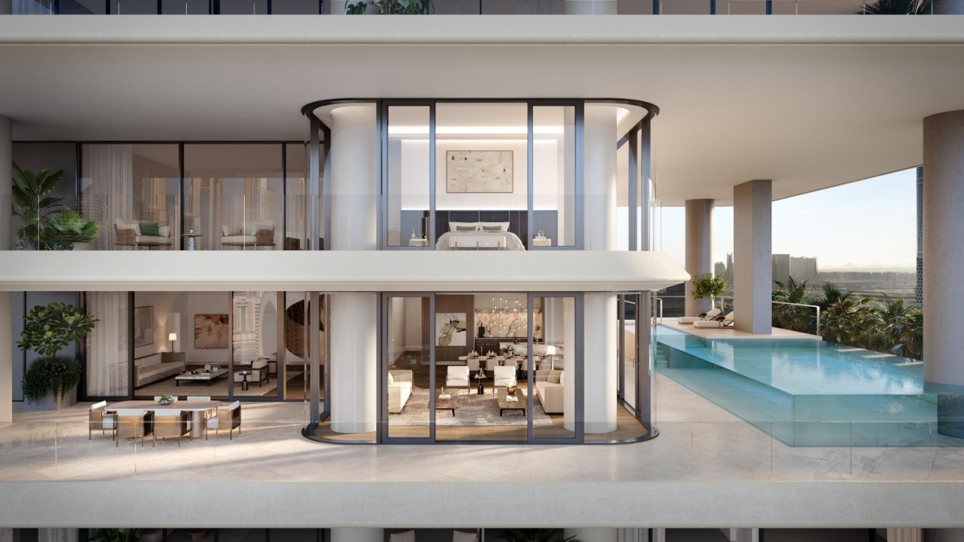 High-floor apartment with pool and city view in The Vela Dorchester Collection, Business Bay
