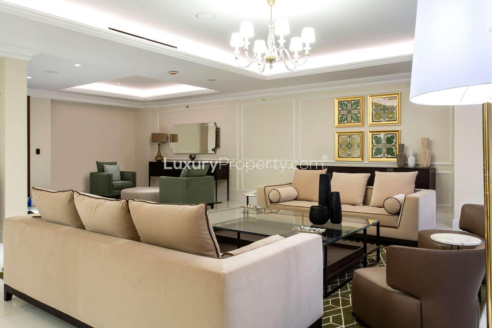 Elegant living room in 3-bedroom apartment, The Ritz-Carlton Residences, Amman for sale