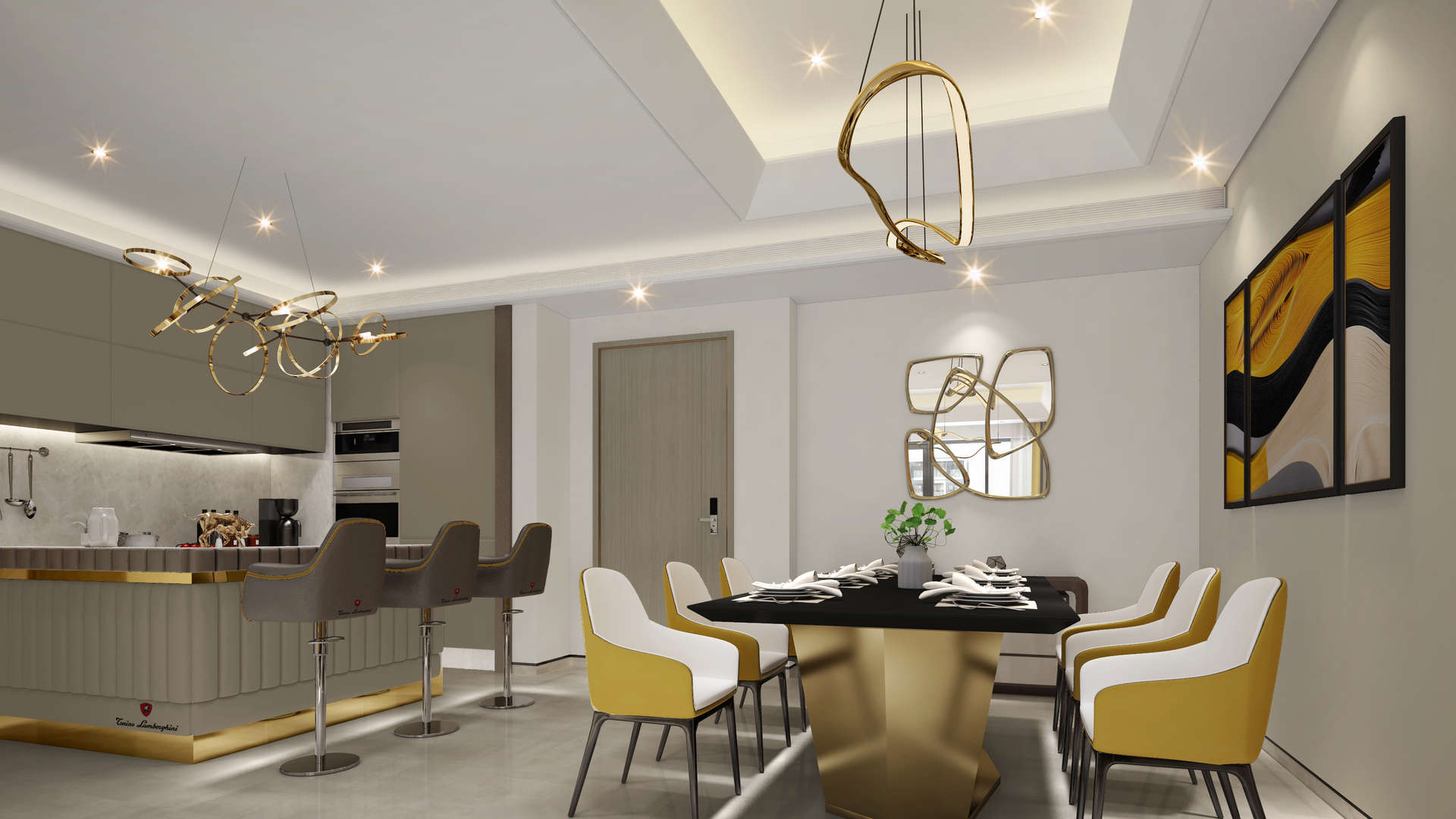 Luxurious bedroom in Tonino Lamborghini Residences apartment, Meydan Business Park, with modern decor